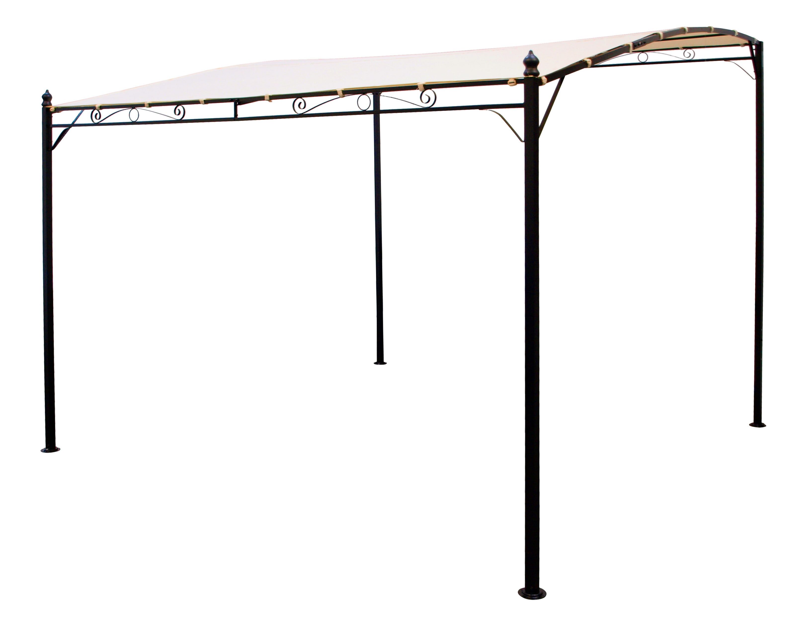 Anbaupavillon MANTOVA-XL 3x3 Meter, Stahl dunkel, Plane PVC-beschichtet &eacute;cru - Bild 1