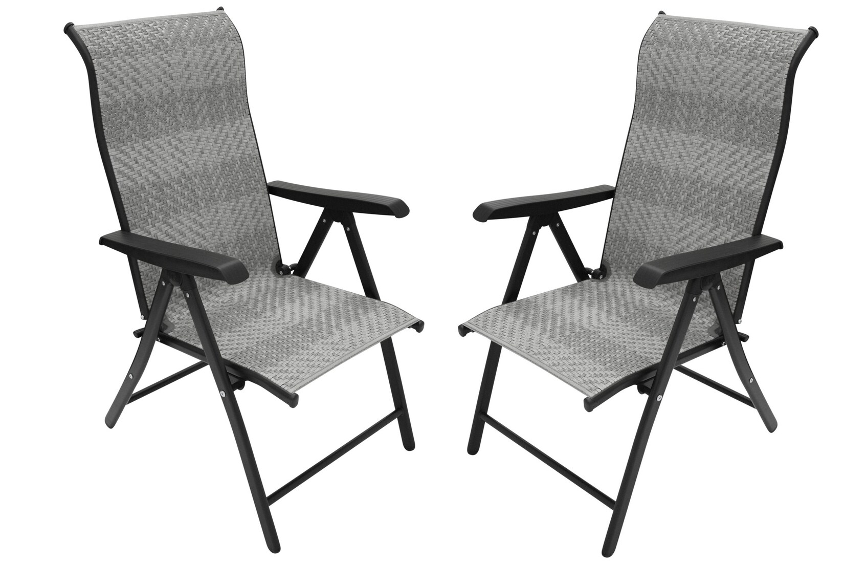 Klappsessel ANTIBES Hochlehner, Metall + Polyrattan grau, klappbar, 2 Stück