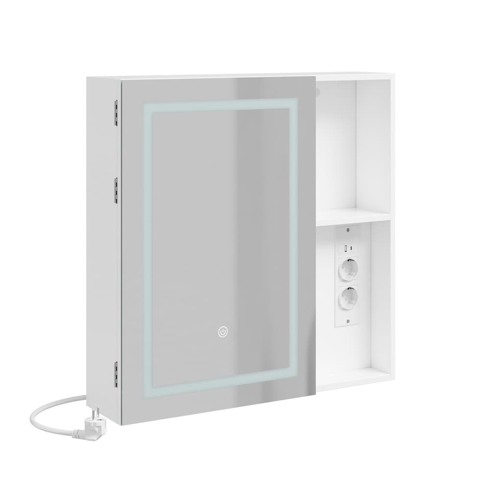 SoBuy Spiegelschrank f&uuml;rs Badezimmer, Wandschrank mit 1 T&uuml;r Wei&szlig; 60x15,5x60cm - Bild 1