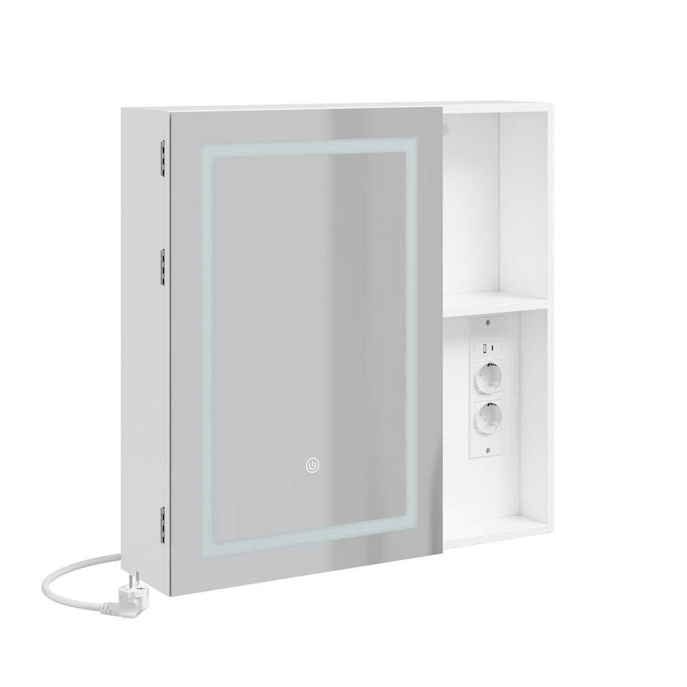 SoBuy Spiegelschrank fürs Badezimmer, Wandschrank mit 1 Tür Weiß 60x15,5x60cm