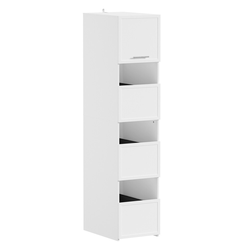 SoBuy Aufbewahrungsschrank mit 4 Schubladen und Türen Weiß 60x40x186,4cm