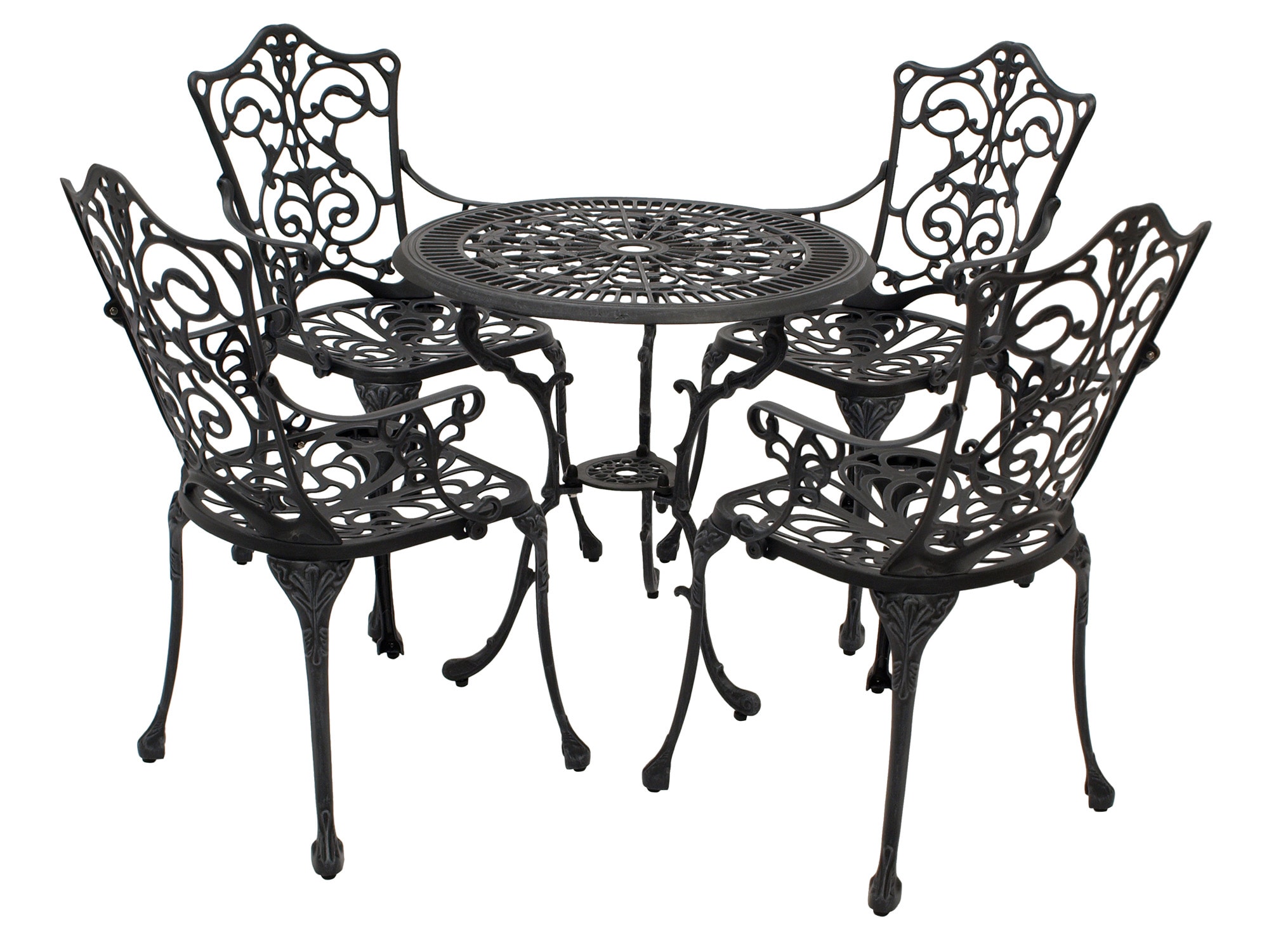 Bistroset Jugendstil 5-teilig, Aluguss grau antik - Bild 1