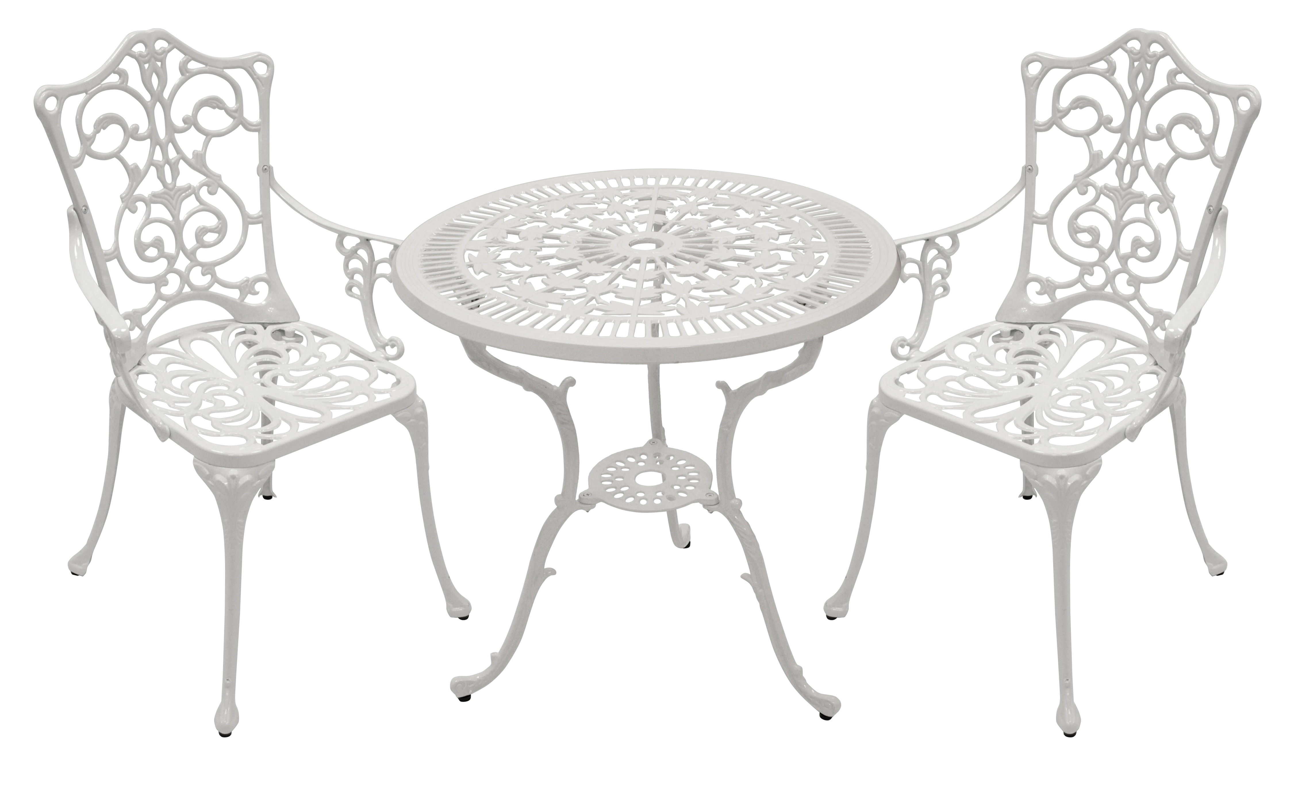 Bistroset Jugendstil 3-teilig, Aluguss weiss - Bild 1