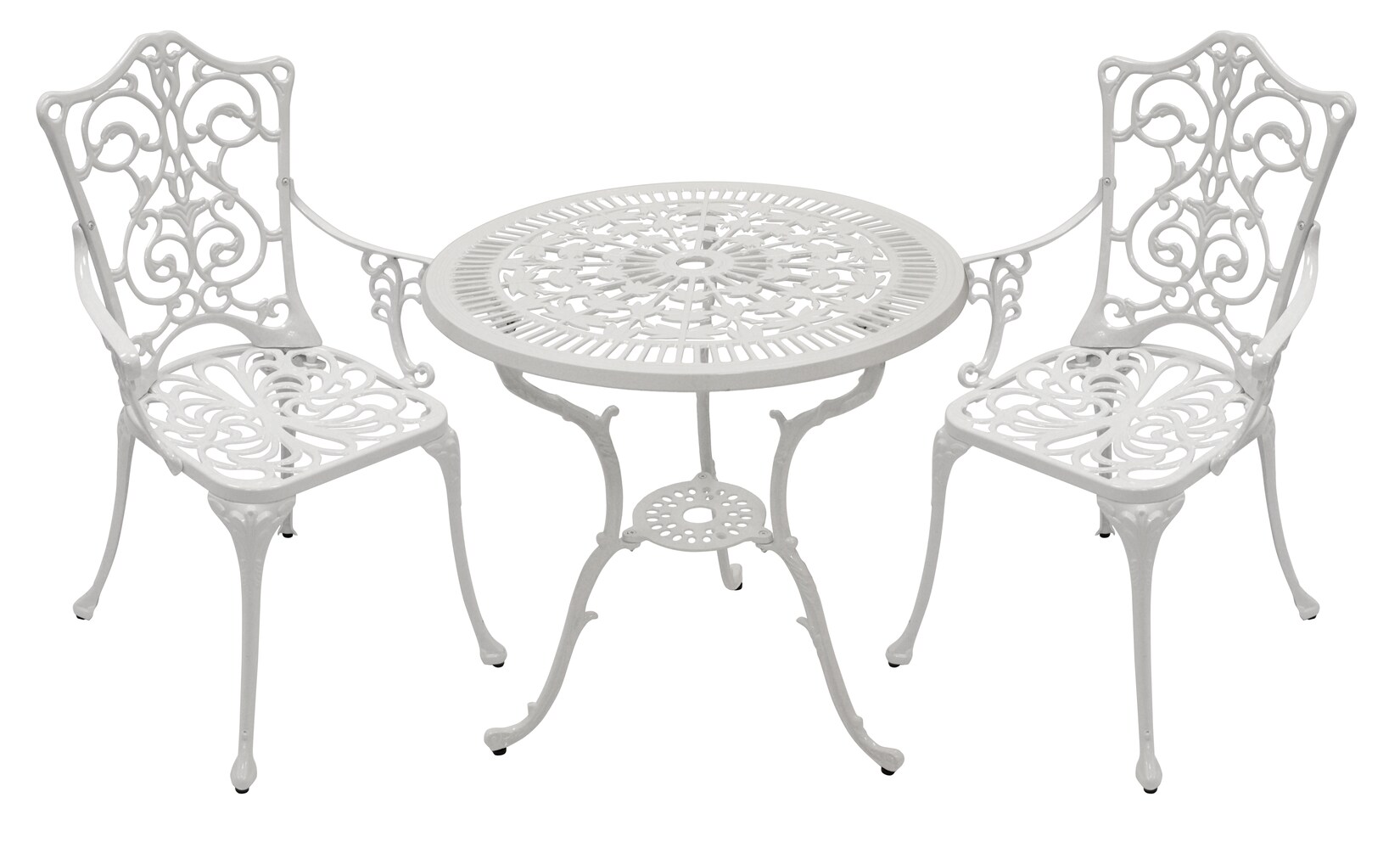 Bistroset Jugendstil 3-teilig, Aluguss weiss