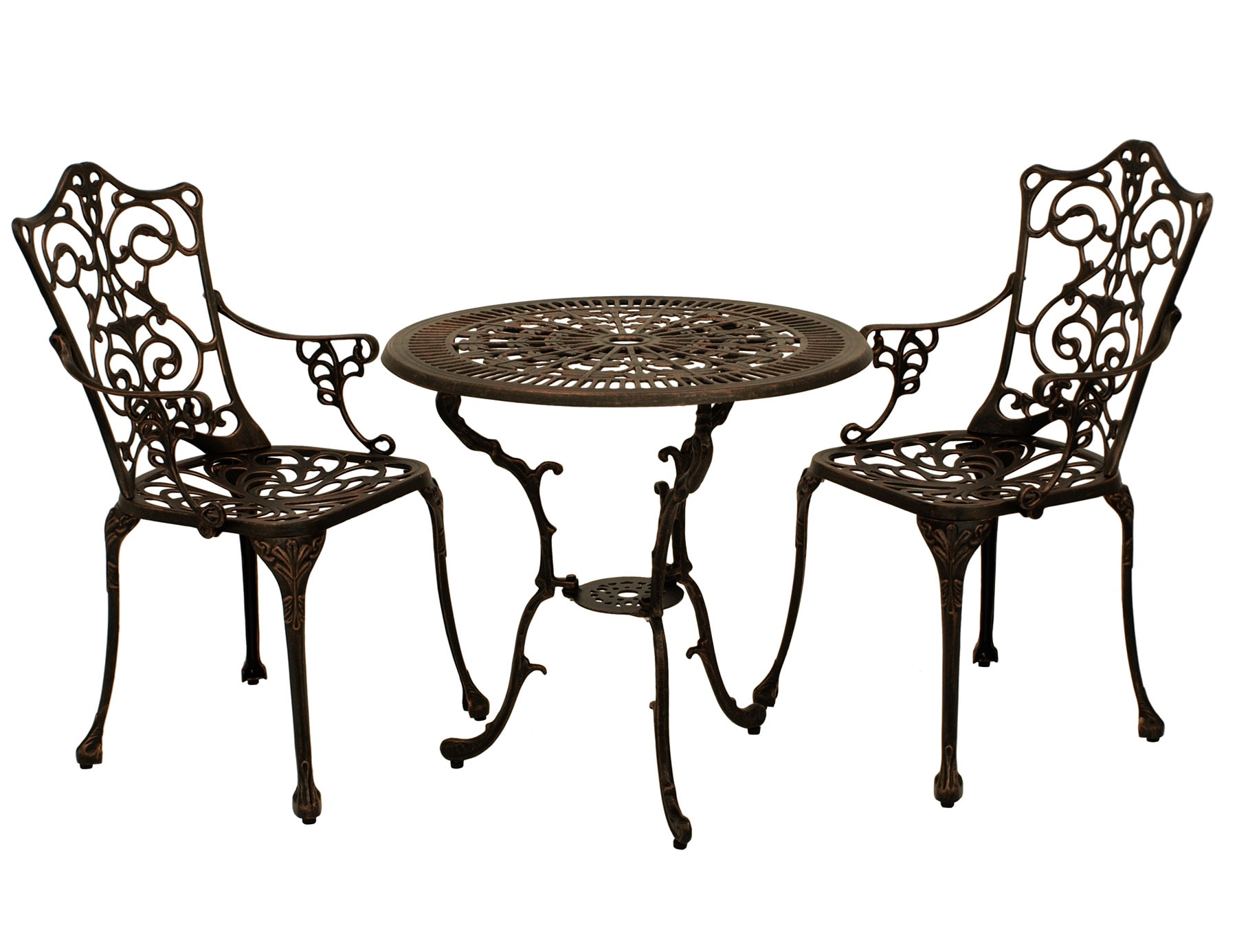 Bistroset Jugendstil 3-teilig, Aluguss bronze antik - Bild 1