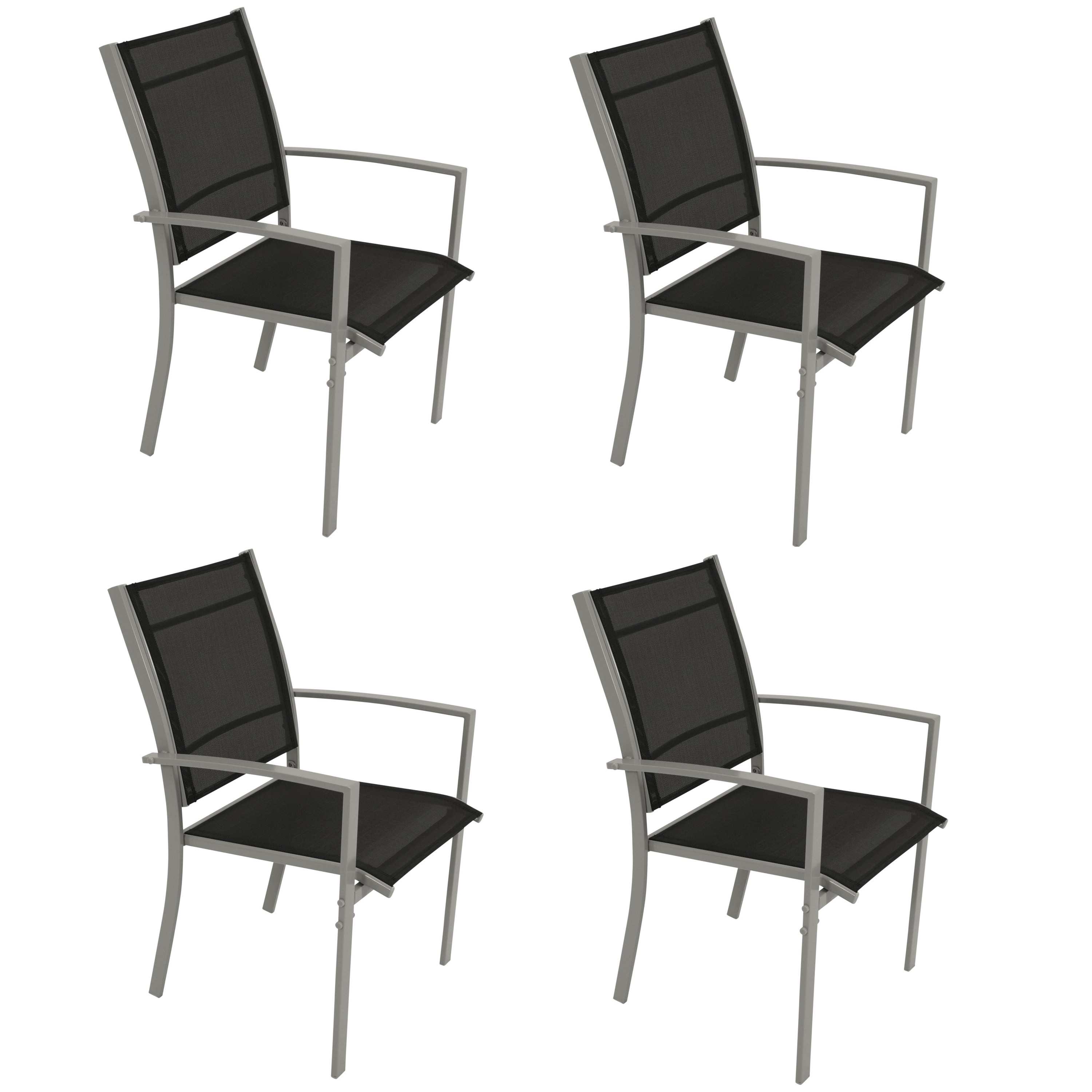 Stapelsessel PINO, Metall + Textilgewebe schwarz, 4-er Set - Bild 1