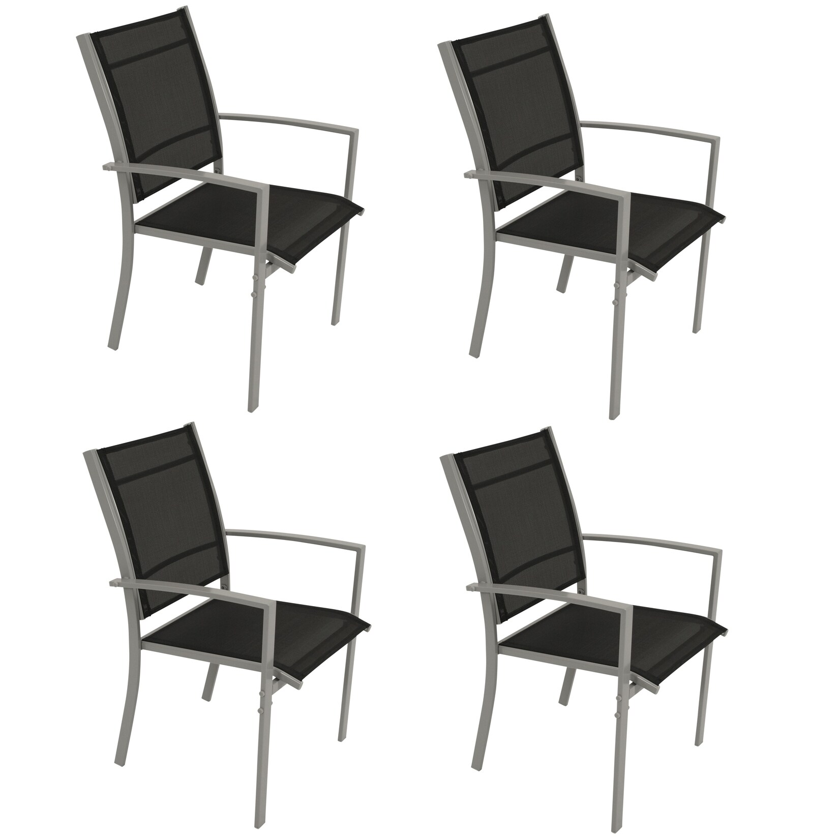 Stapelsessel PINO, Metall + Textilgewebe schwarz, 4-er Set