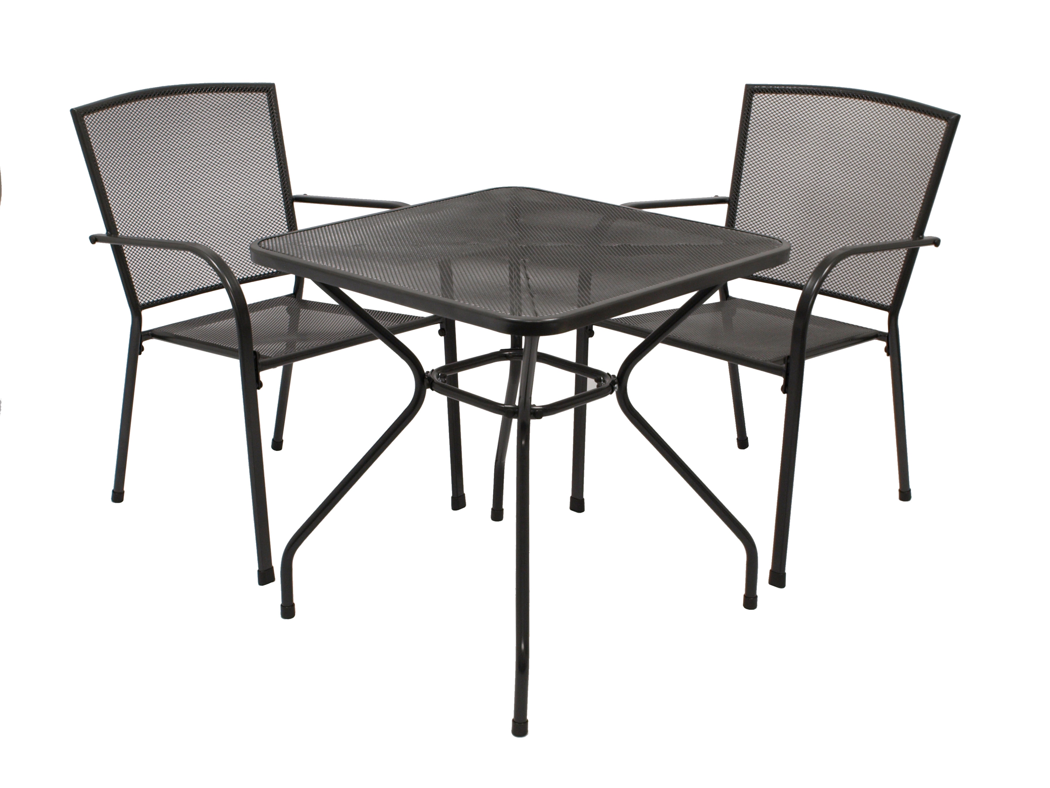 Garnitur CLASSIC 3-teilig, Streckmetall anthrazit (Tisch 70x70cm) - Bild 1