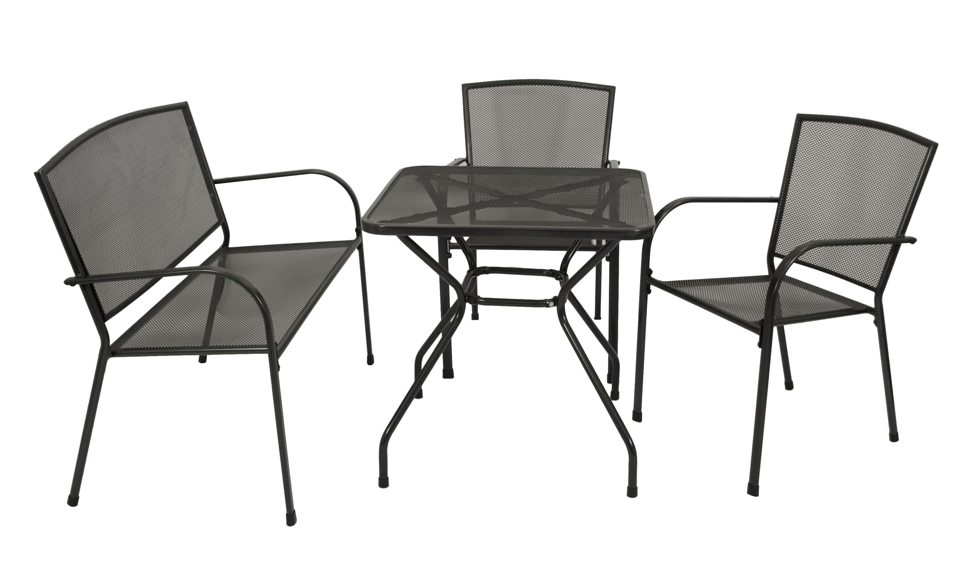 Garnitur CLASSIC 4-teilig, Streckmetall anthrazit (Tisch 70x70cm) - Bild 1
