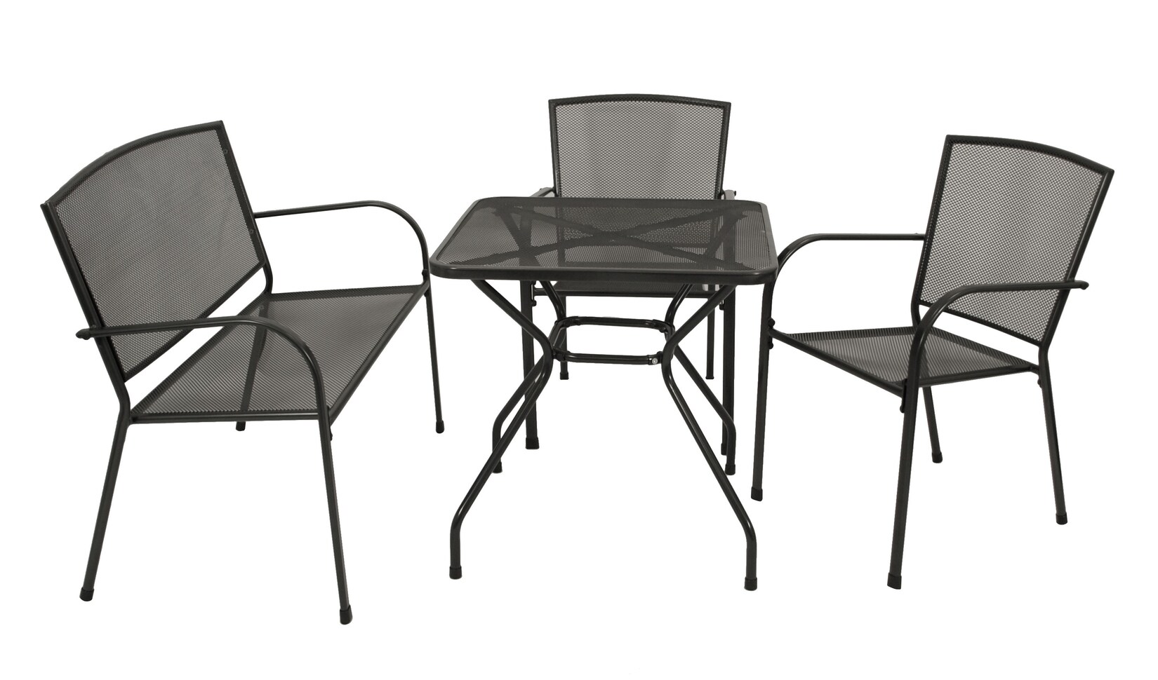 Garnitur CLASSIC 4-teilig, Streckmetall anthrazit (Tisch 70x70cm)