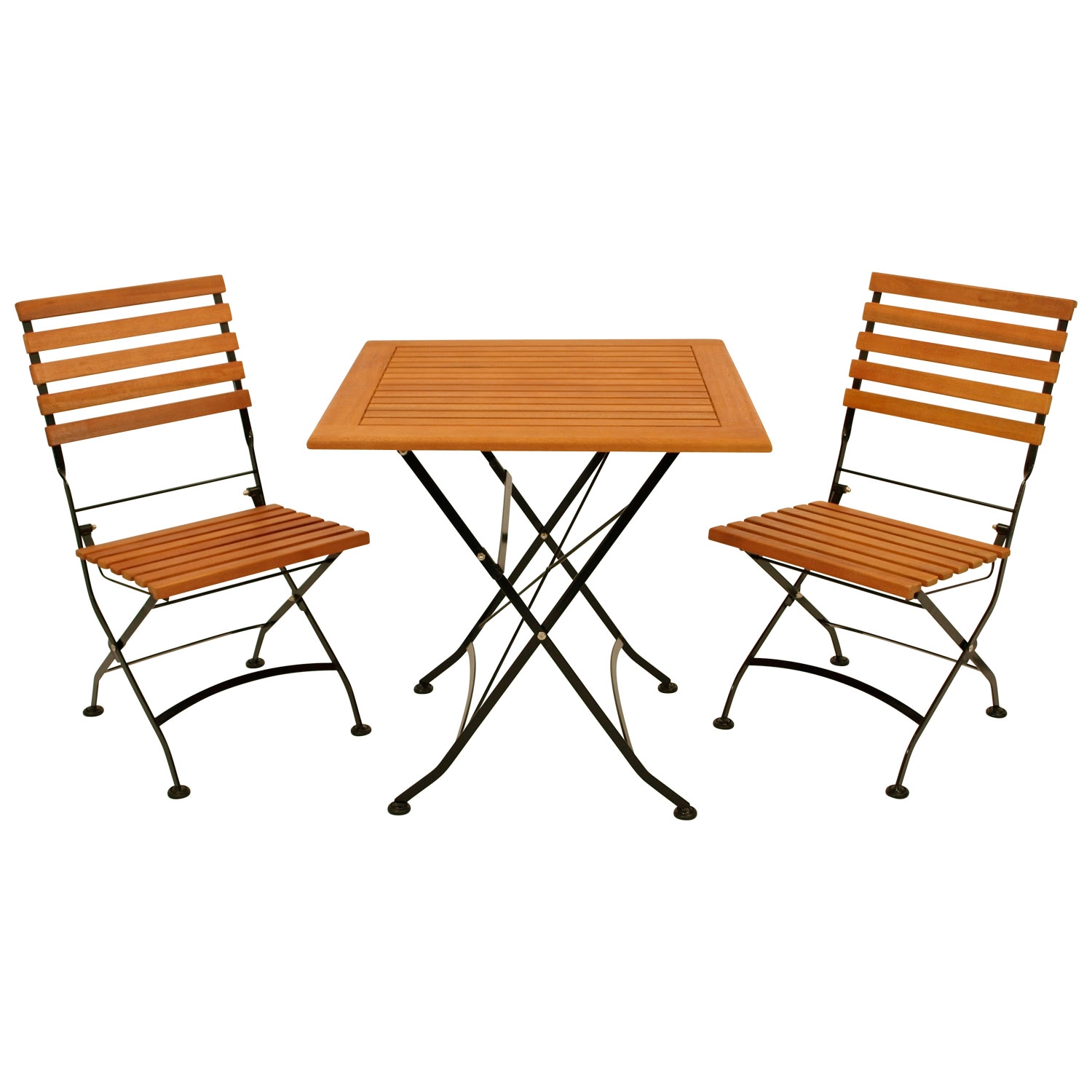 Klappgarnitur HOFGARTEN 3-teilig, Flachstahl schwarz + Eukalyptus - Bild 1