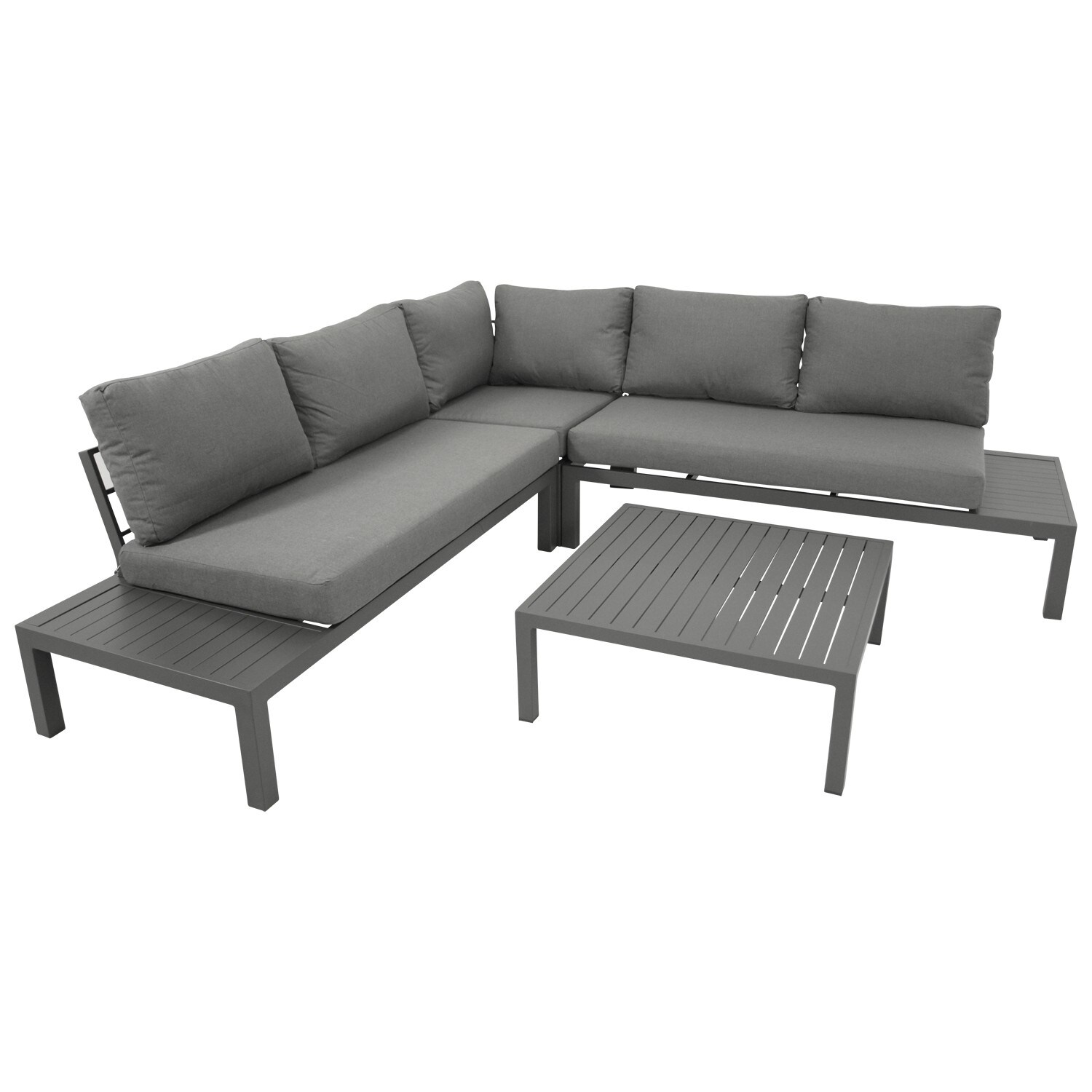 Lounge Set ROVIGNO, Aluminium anthrazit, Polster grau
