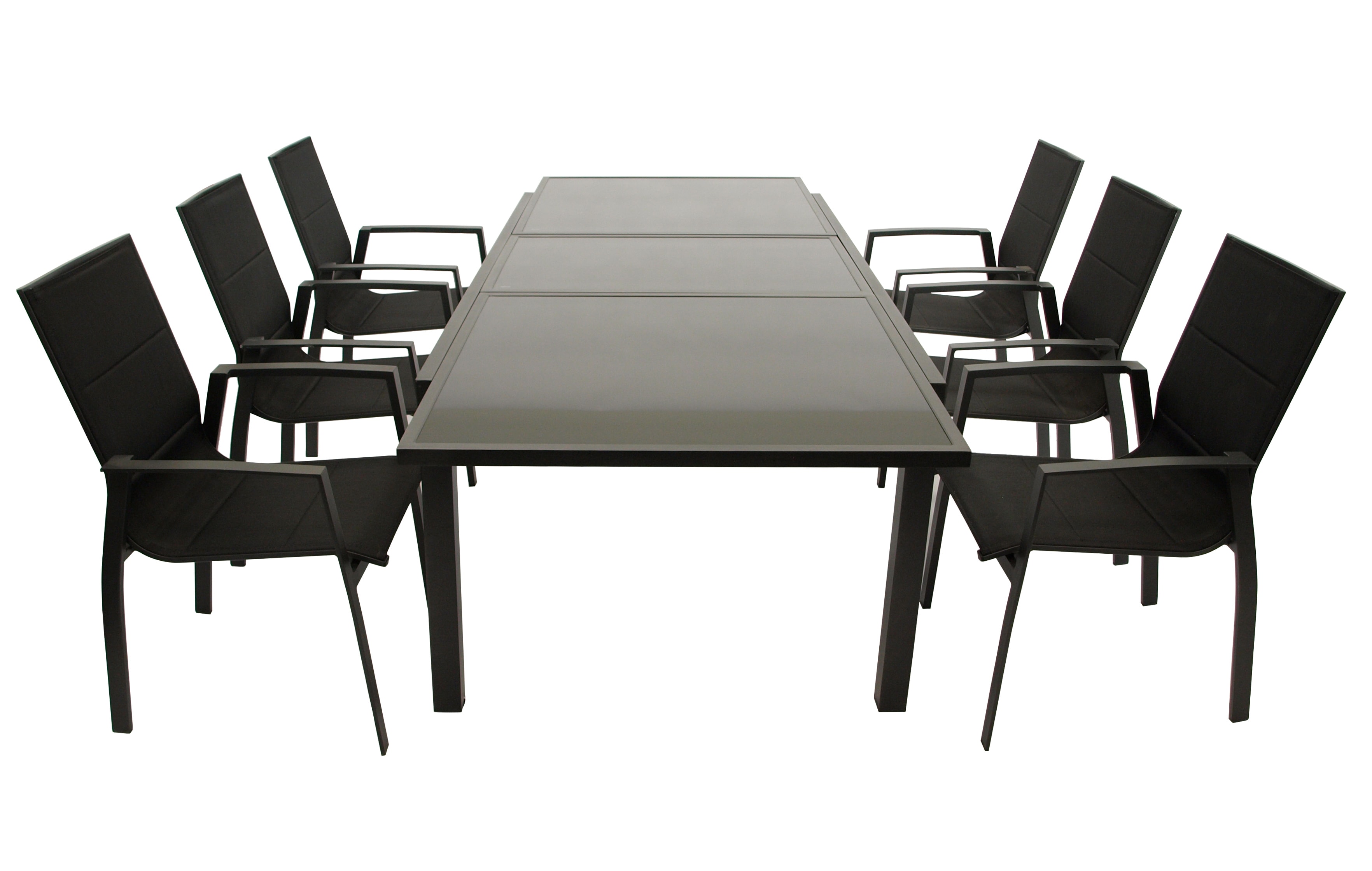 Garnitur TORINO 7-teilig, Aluminium anthrazit + Glas + Kunstgewebe schwarz - Bild 1