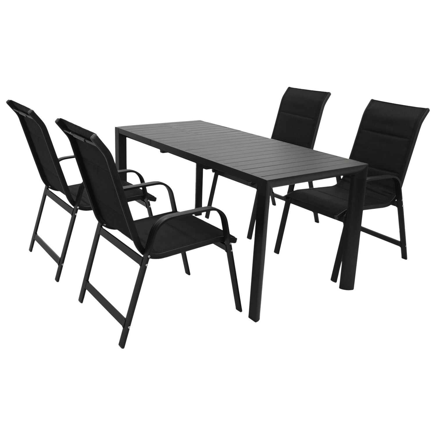 Garnitur LAGOS 5-teilig, Aluminium anthrazit + Kunstgewebe schwarz