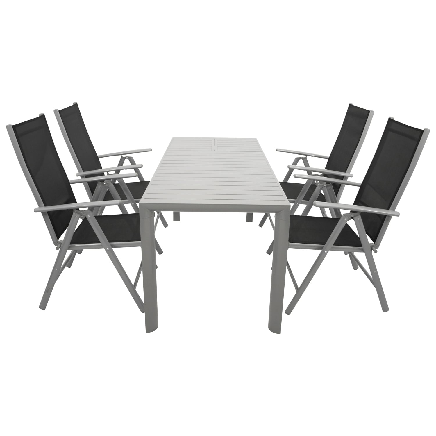Garnitur BAGO 5-teilig, Aluminium silbergrau + Kunstgewebe schwarz - Bild 1