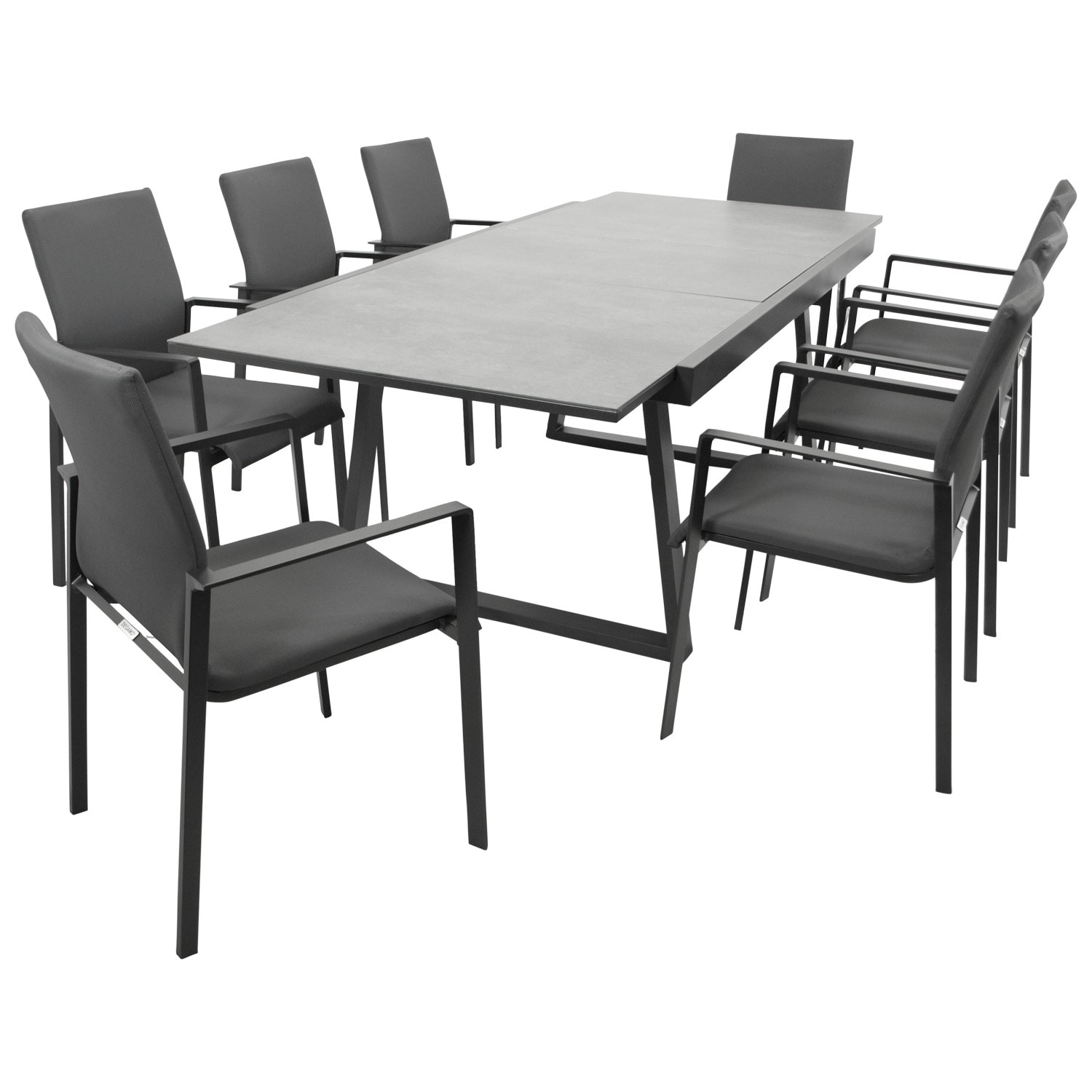 Garnitur REIMS 9-teilig, Alu + Glas + Kunstgewebe dunkelgrau - Bild 1