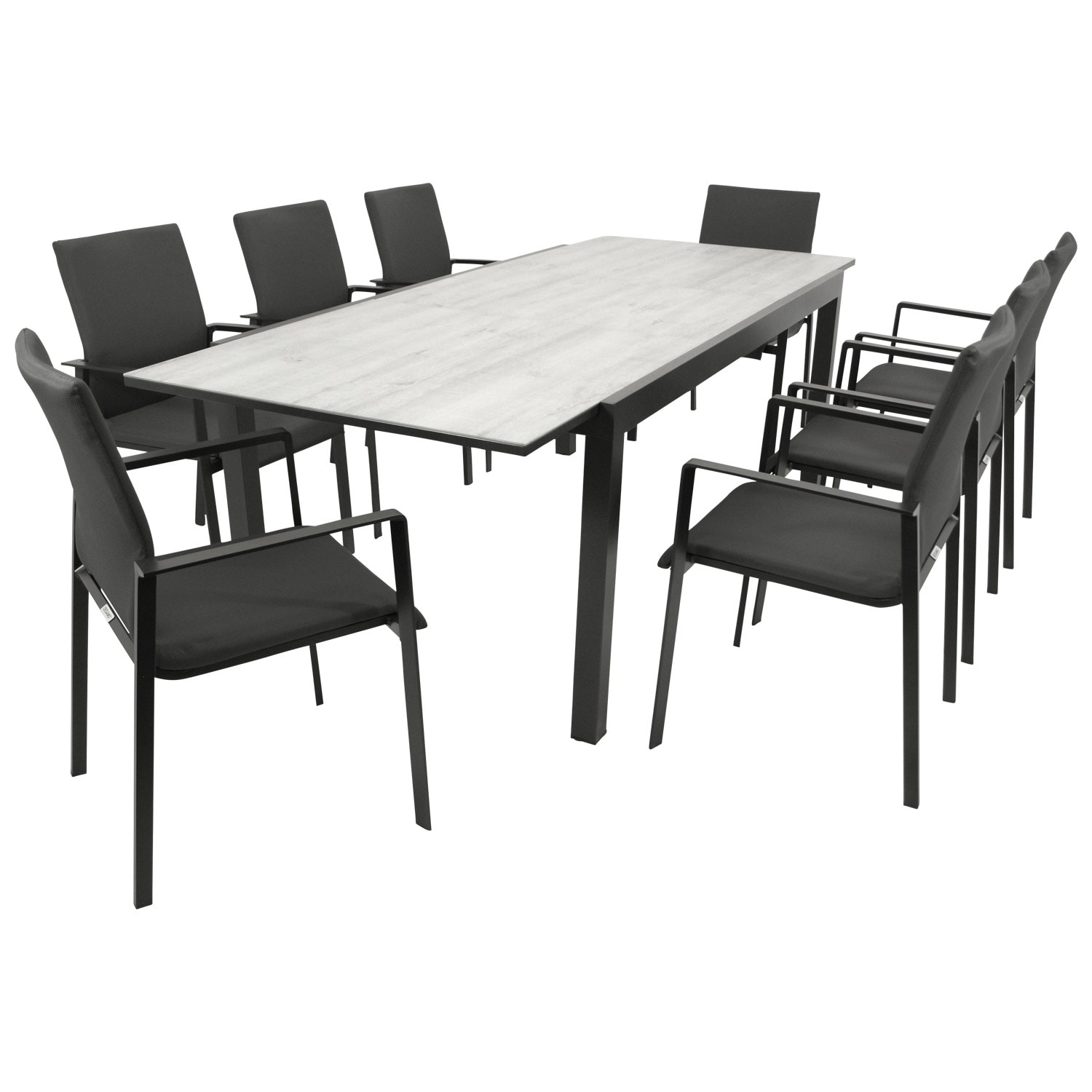Garnitur FARO 9-teilig, Alu + Glas + Kunstgewebe dunkelgrau - Bild 1