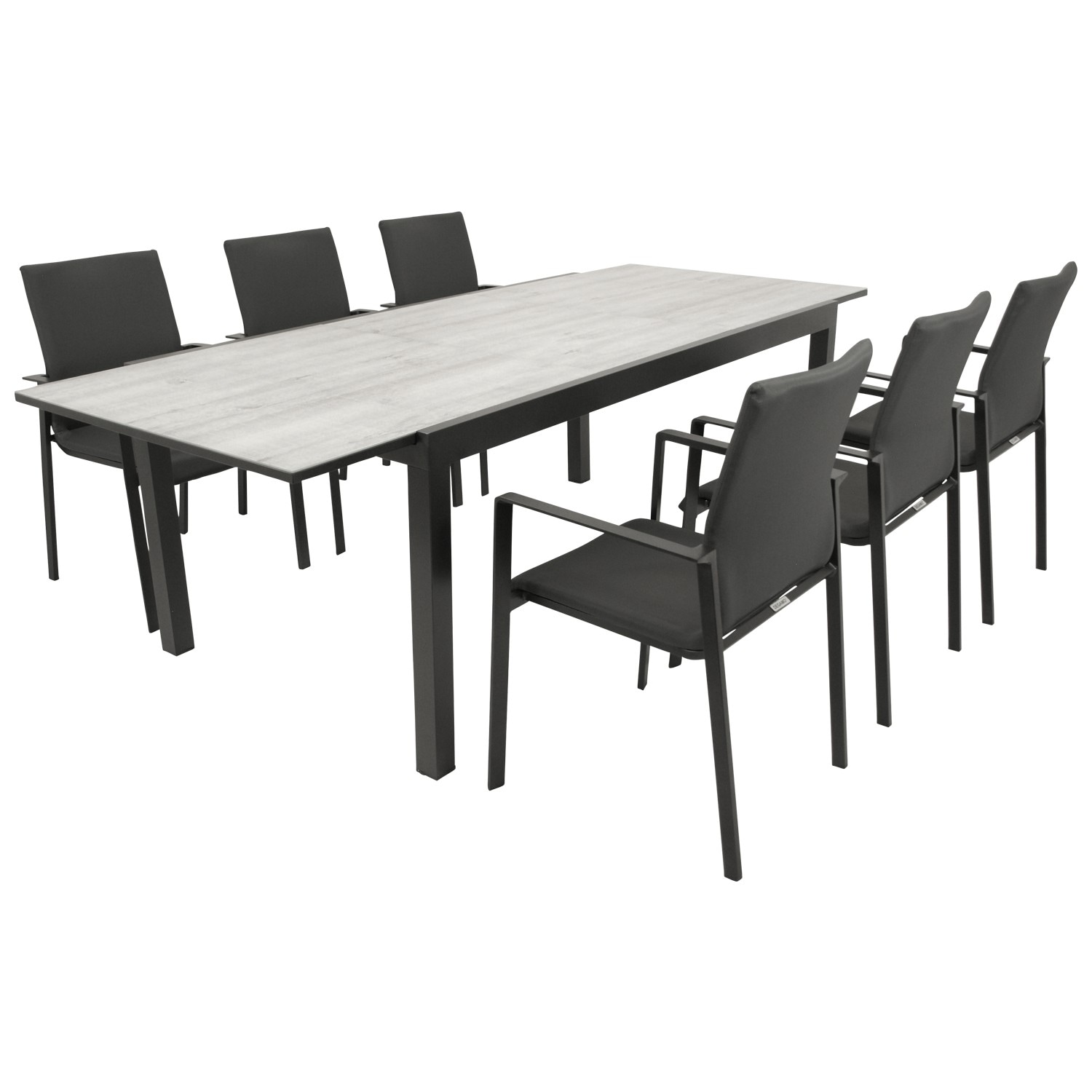 Garnitur FARO 7-teilig, Alu + Glas + Kunstgewebe dunkelgrau - Bild 1