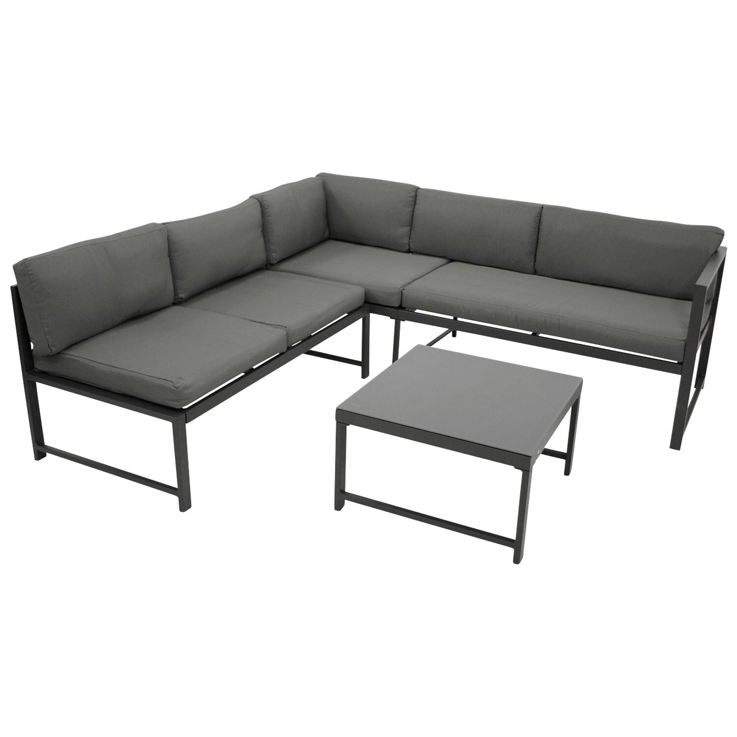 Funktions Lounge Set MONTANA, Aluminium dunkelgrau, Polster grau