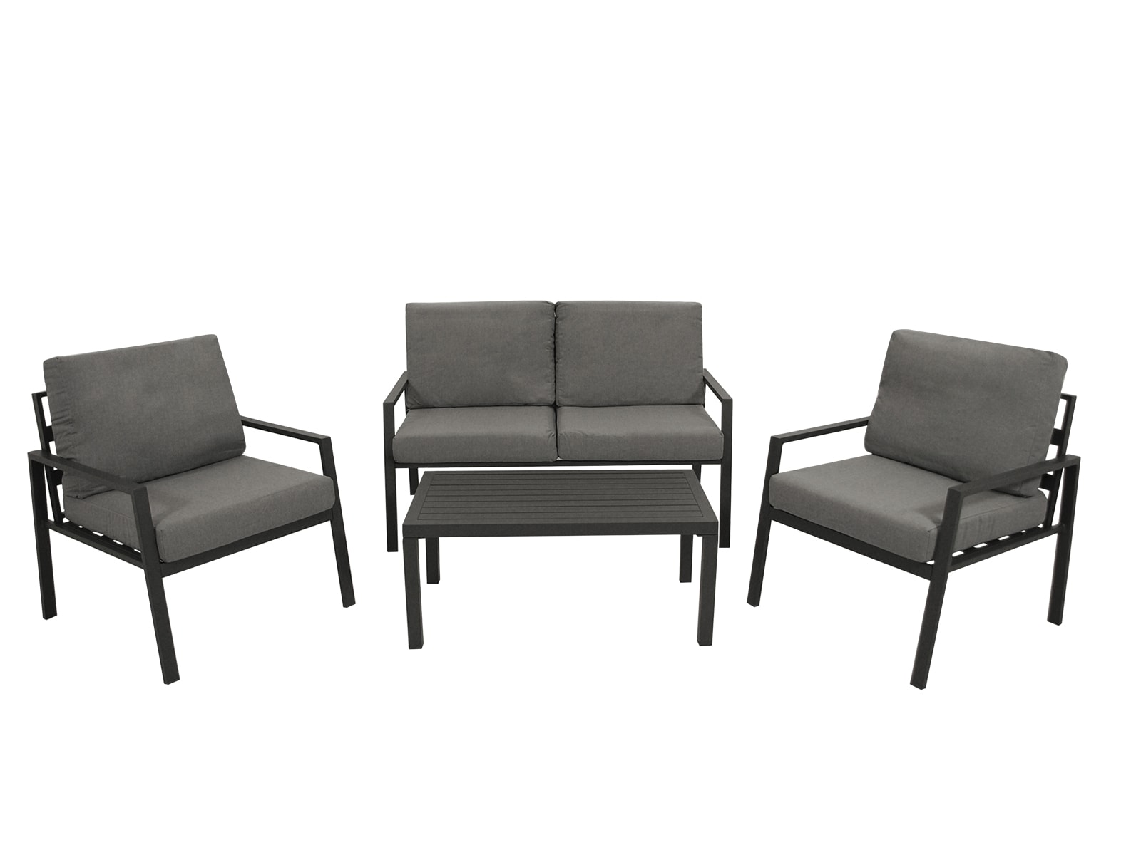 Lounge Set VANCOUVER, Aluminium dunkelgrau, Polster grau - Bild 1