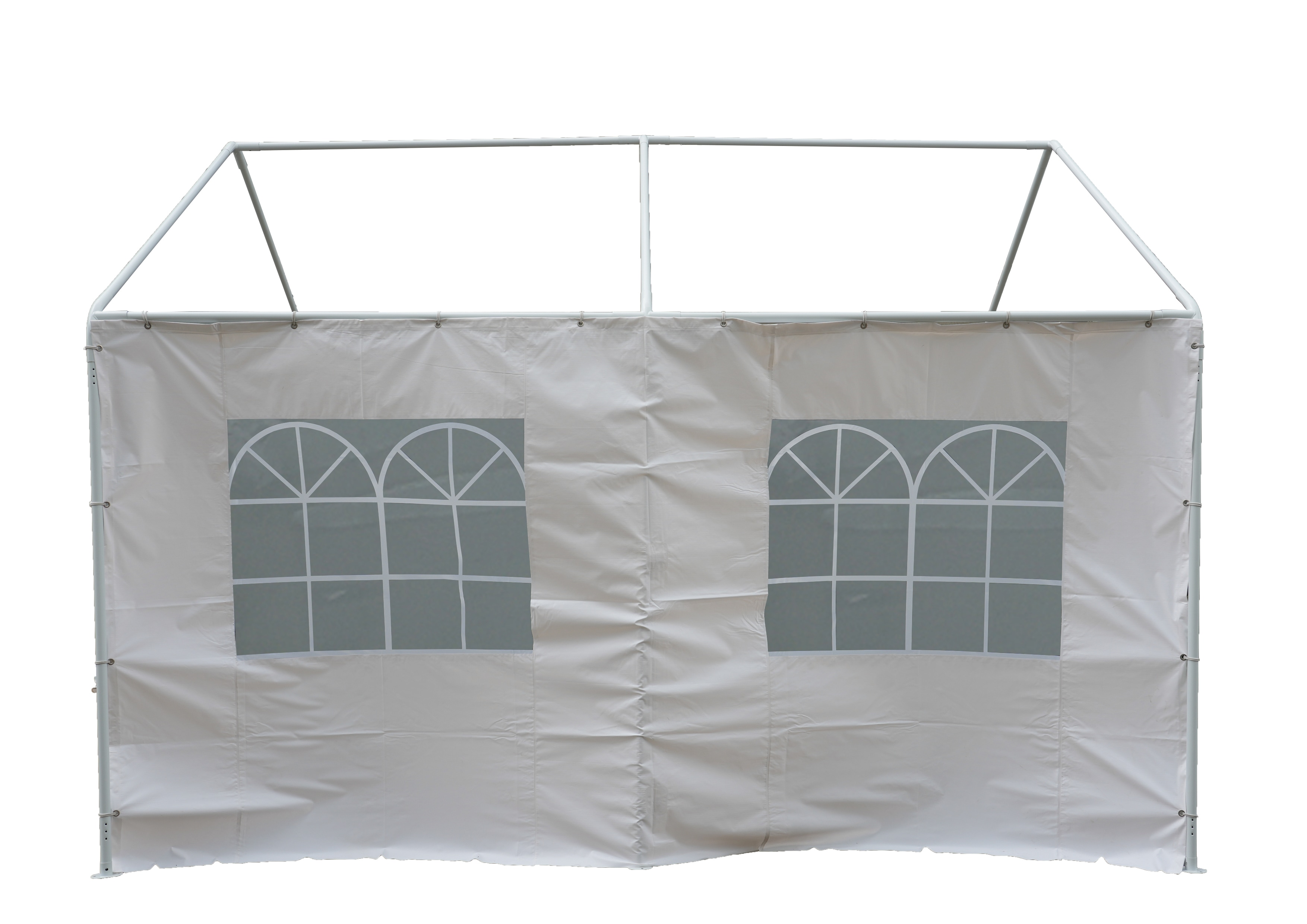 Seitenplane f&uuml;r Partyzelt, L&auml;nge 4 Meter, PVC wei&szlig; mit Fenstern - Bild 1