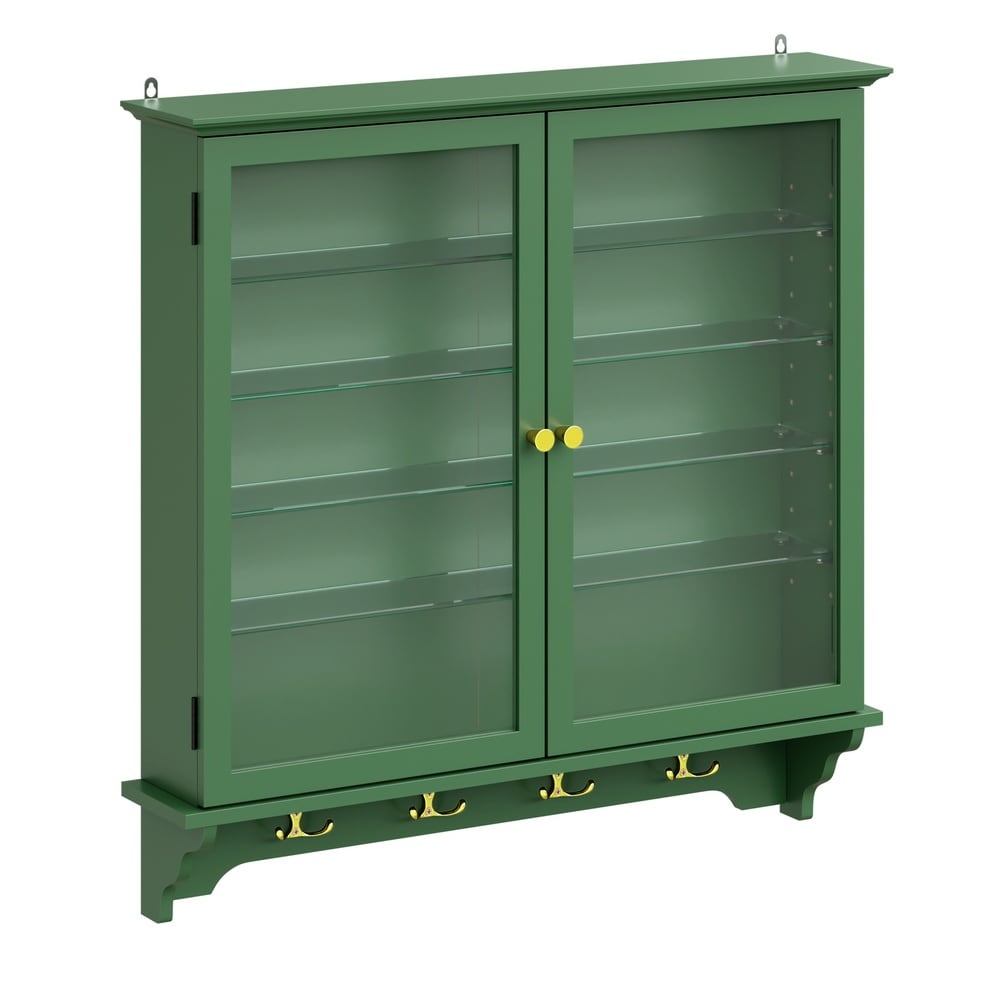 SoBuy Wandschrank, Vitrinenschrank, Wandvitrine mit 2 T&uuml;ren Dunkelgr&uuml;n 68x13,5x68,5cm - Bild 1