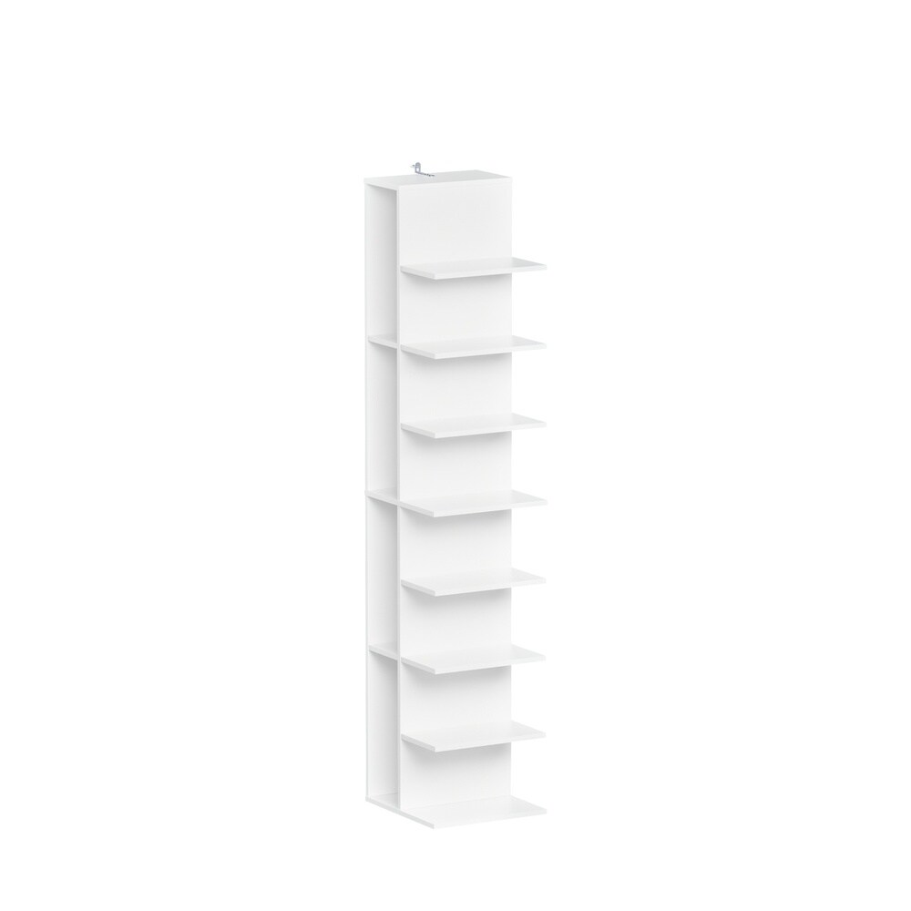 SoBuy Bücherregal, Stapelregal mit 10 Fächern Weiß 30x32,5x146,8cm Minimalistisch