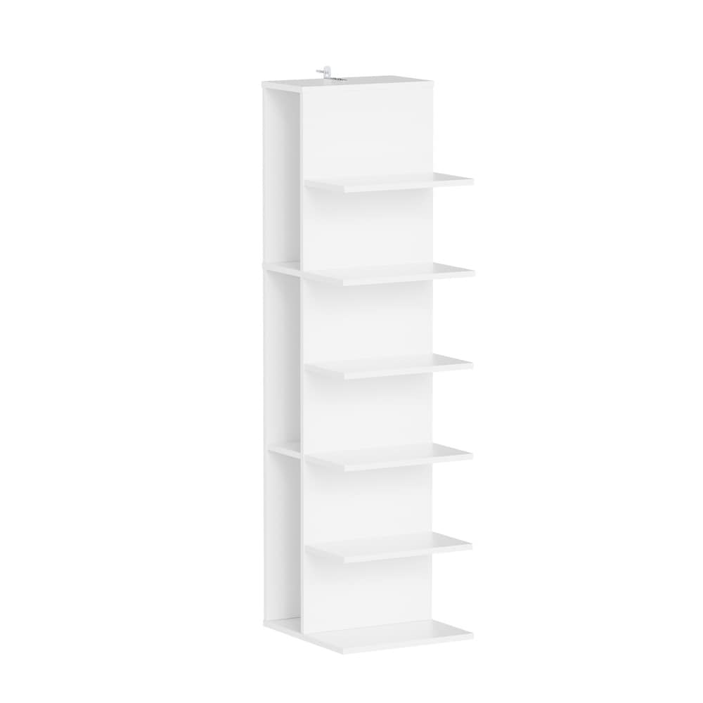 SoBuy B&uuml;cherregal, Eckregal mit 7 Regalb&ouml;den Wei&szlig; 30x32,5x110,5cm Minimalistisch - Bild 1