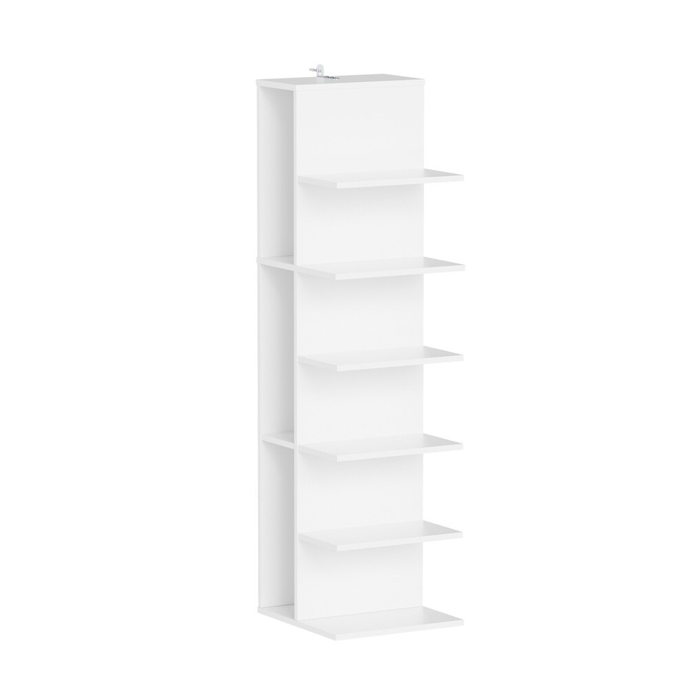 SoBuy Bücherregal, Eckregal mit 7 Regalböden Weiß 30x32,5x110,5cm Minimalistisch