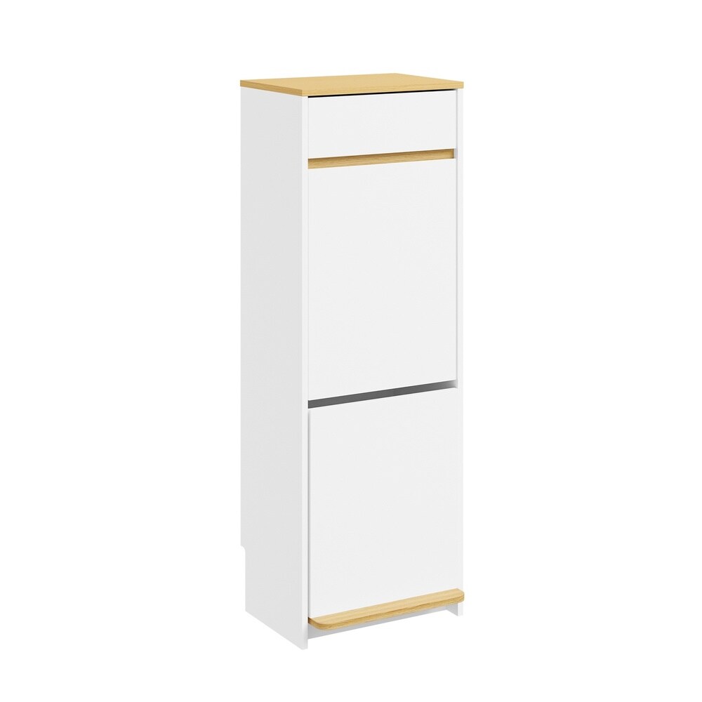 SoBuy Abfalleimer-Schrank, Mülltonnen-Schrank, Schmutzwäsche-Schrank mit 1 Schublade Weiß