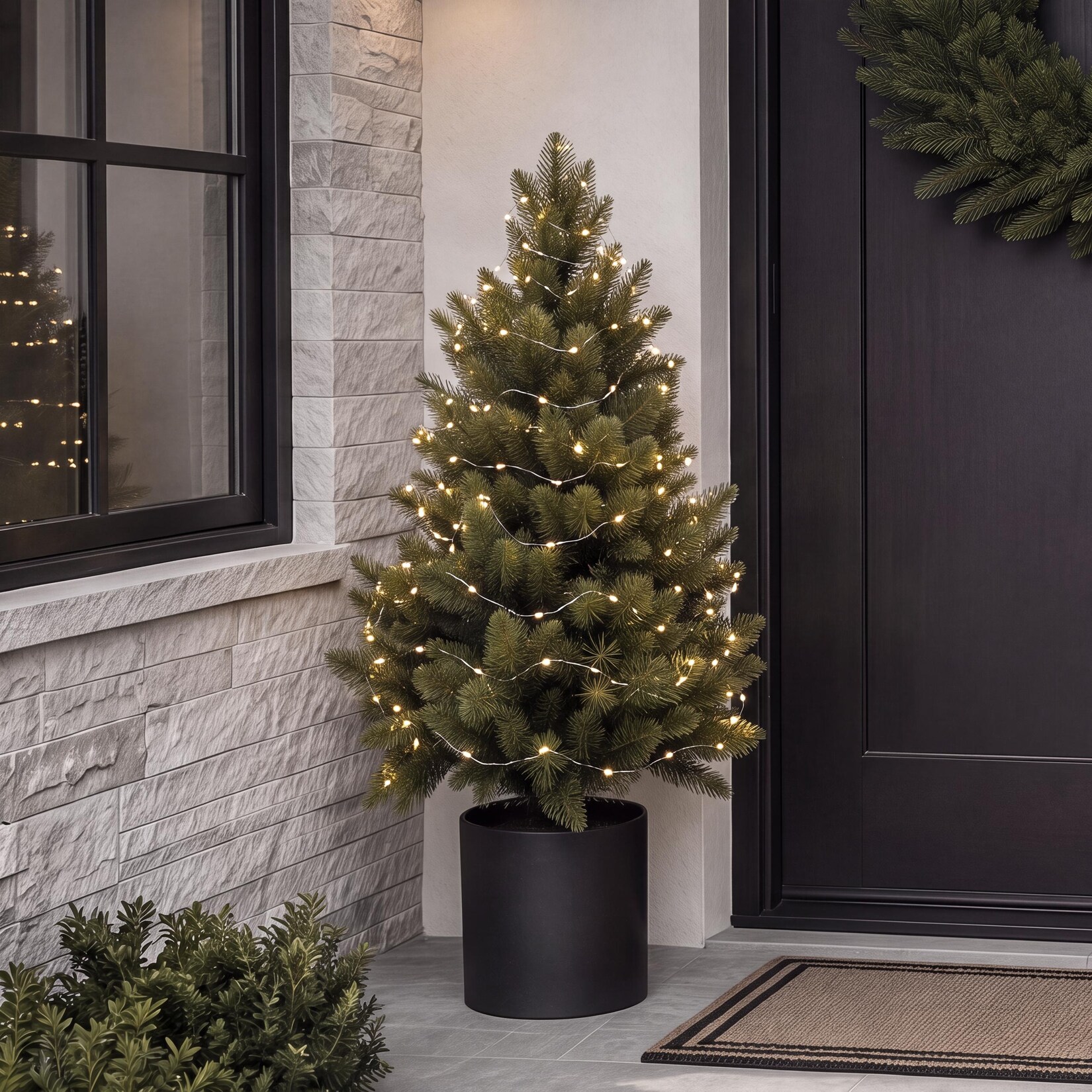Weihnachtsbaum MCW-R29, Dekobaum Kunstbaum Kunstpflanze künstliche Fichte, Outdoor Polyethylen, 55cm