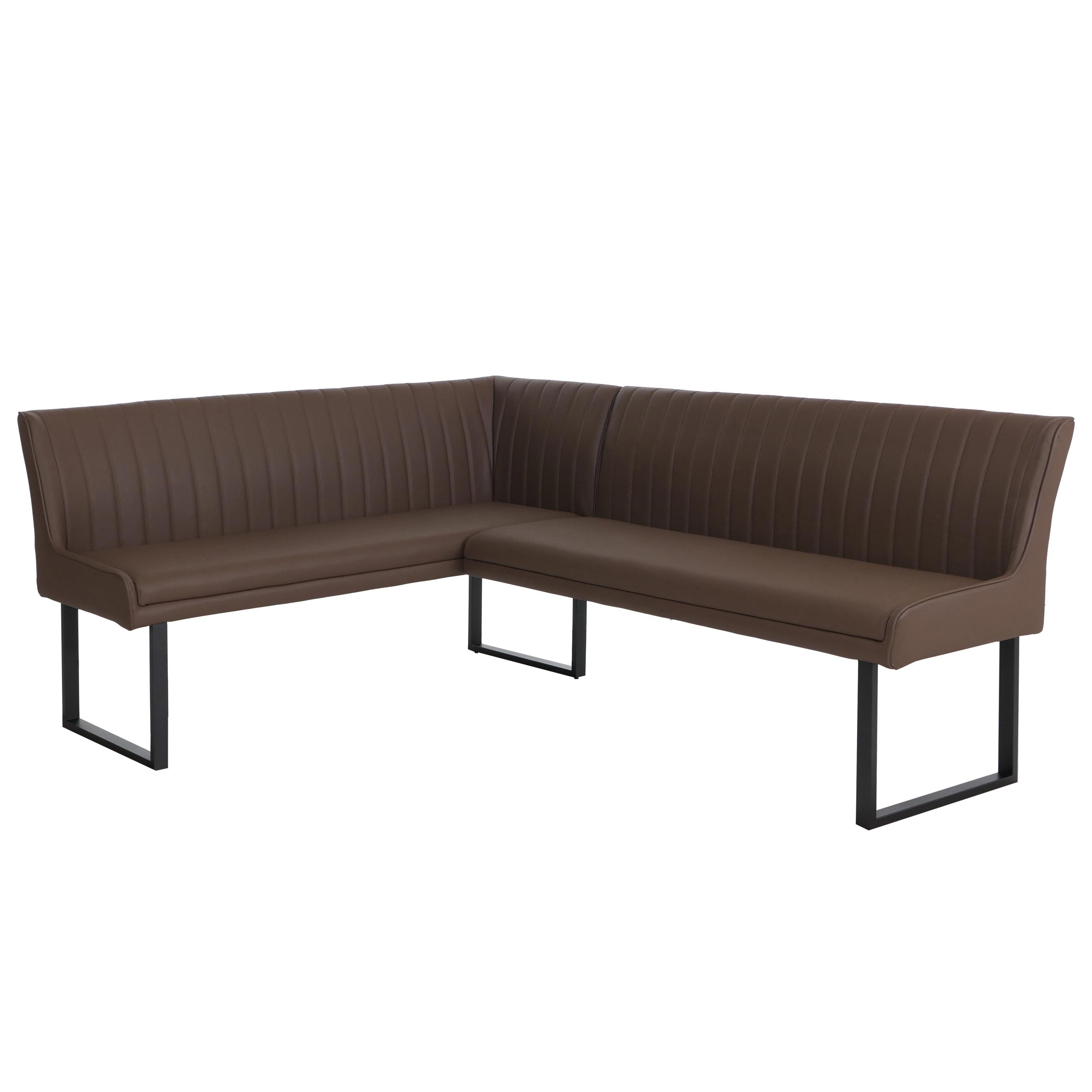 Eckbank MCW-O82, Esszimmerbank Bank, Kunstleder Metall 159x210cm ~ braun - Bild 1