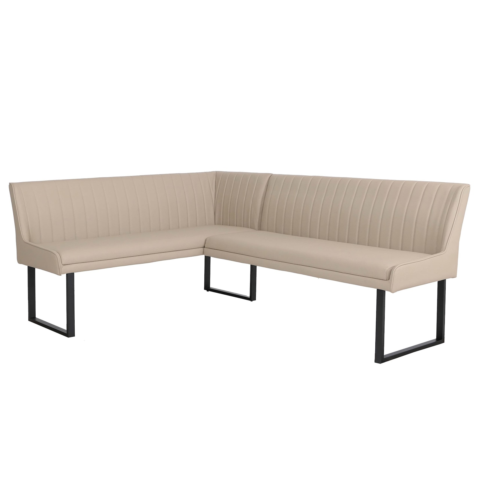 Eckbank MCW-O82, Esszimmerbank Bank, Kunstleder Metall 159x210cm ~ beige