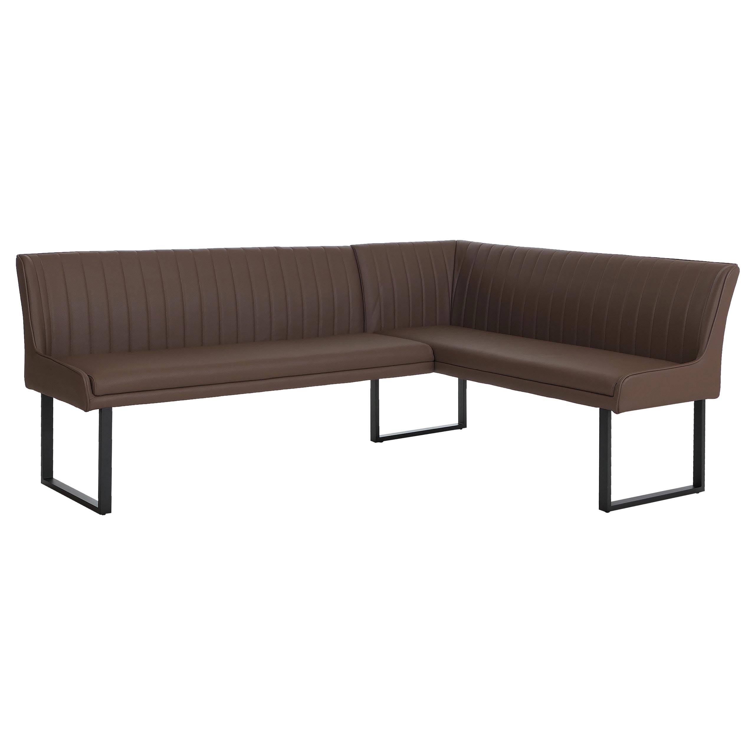 Eckbank MCW-O82, Esszimmerbank Bank, Kunstleder Metall 210x159cm ~ braun - Bild 1