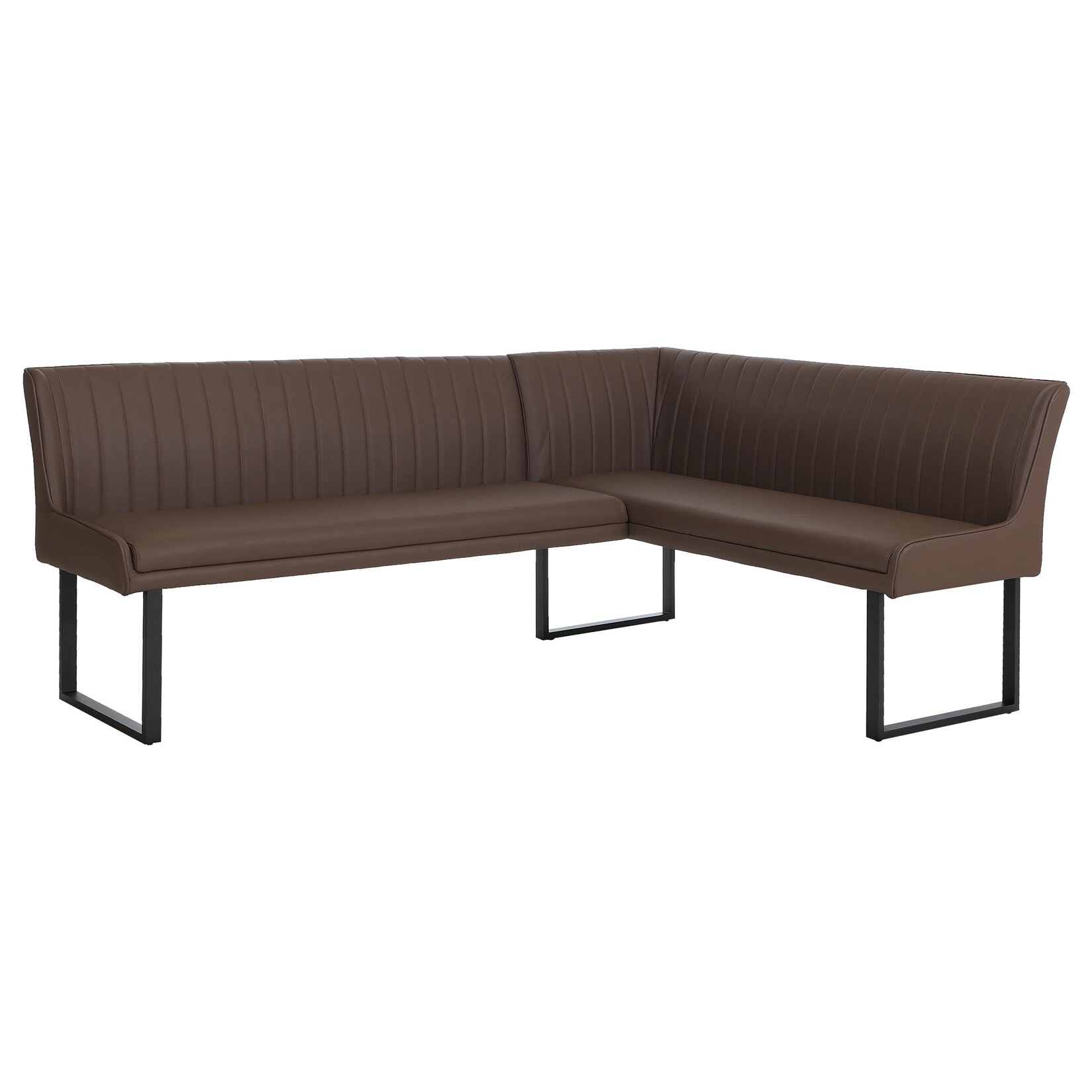 Eckbank MCW-O82, Esszimmerbank Bank, Kunstleder Metall 210x159cm ~ braun