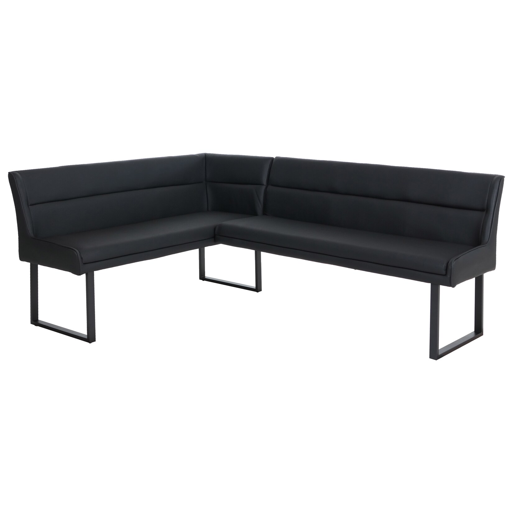 Eckbank MCW-O81, Esszimmerbank Bank, Kunstleder Metall 158x209cm ~ schwarz
