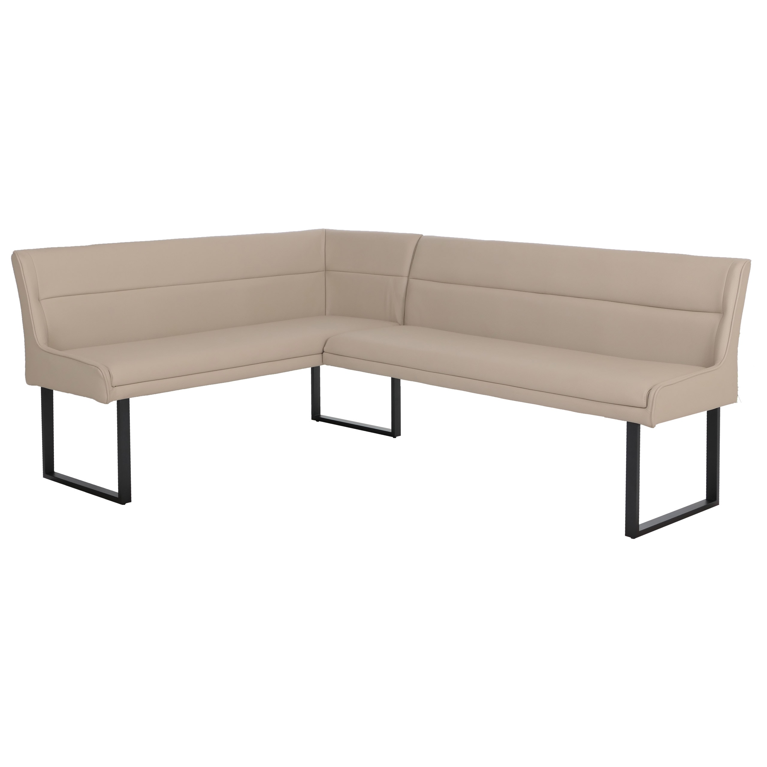 Eckbank MCW-O81, Esszimmerbank Bank, Kunstleder Metall 158x209cm ~ beige - Bild 1