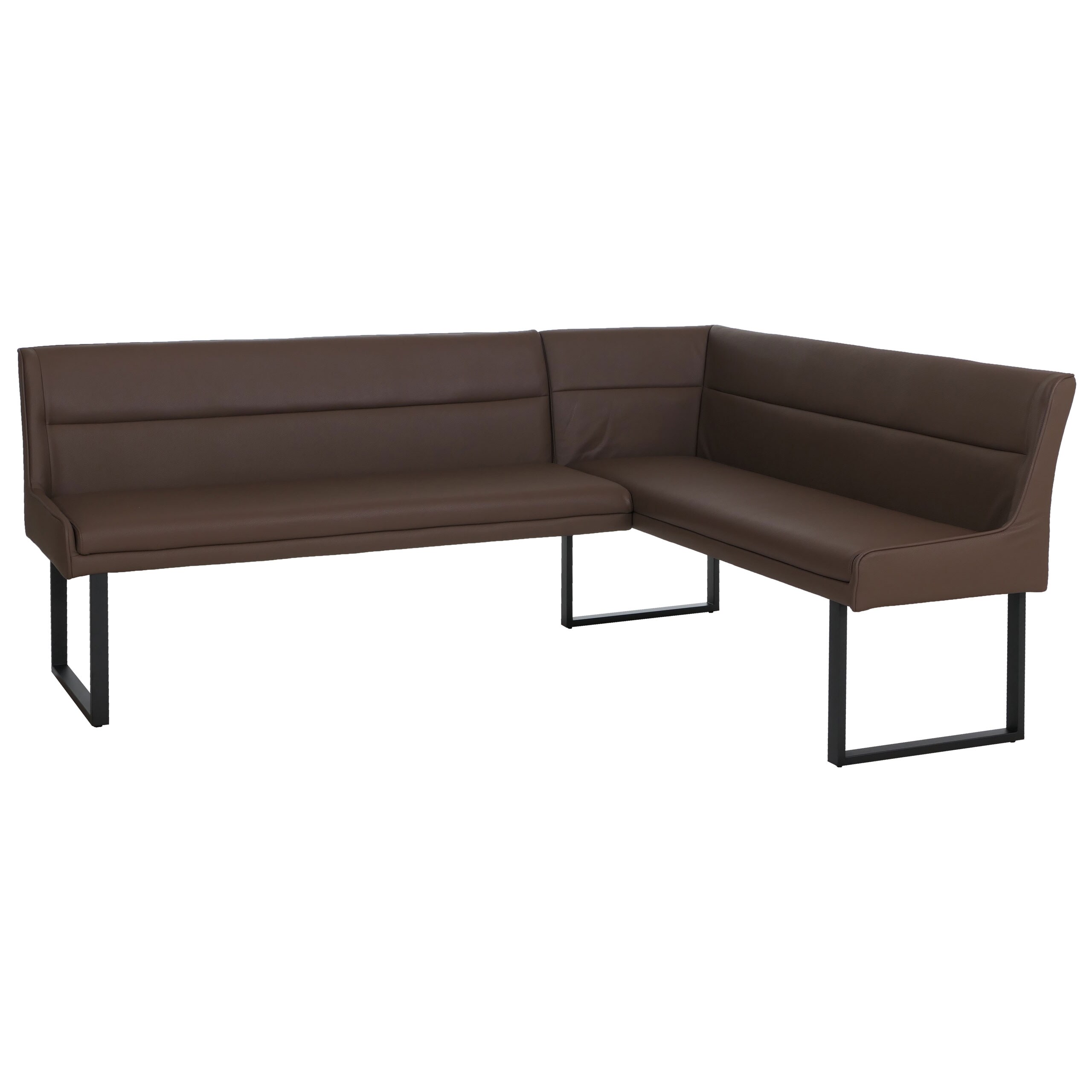 Eckbank MCW-O81, Esszimmerbank Bank, Kunstleder Metall 209x158cm ~ braun - Bild 1