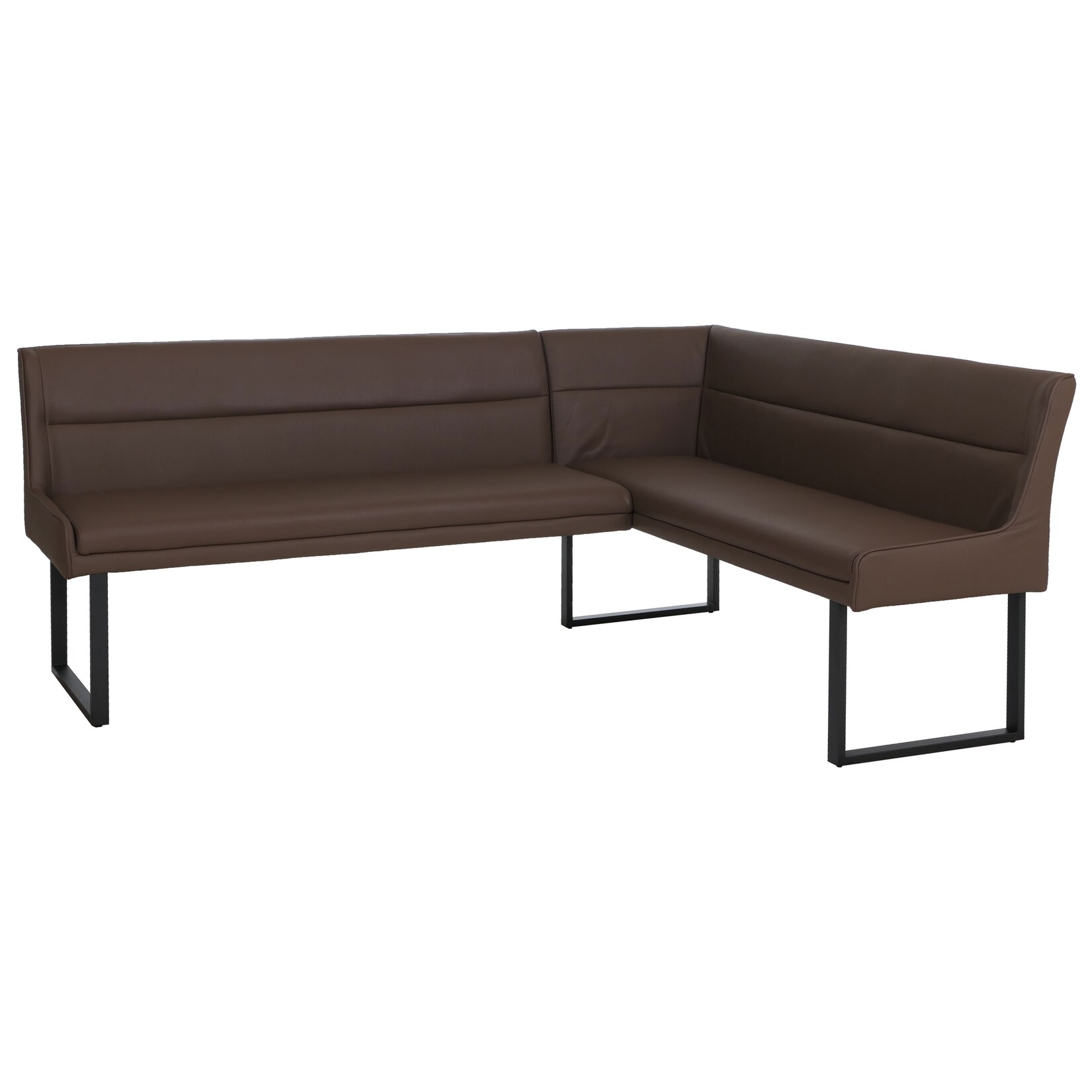 Eckbank MCW-O81, Esszimmerbank Bank, Kunstleder Metall 209x158cm ~ braun
