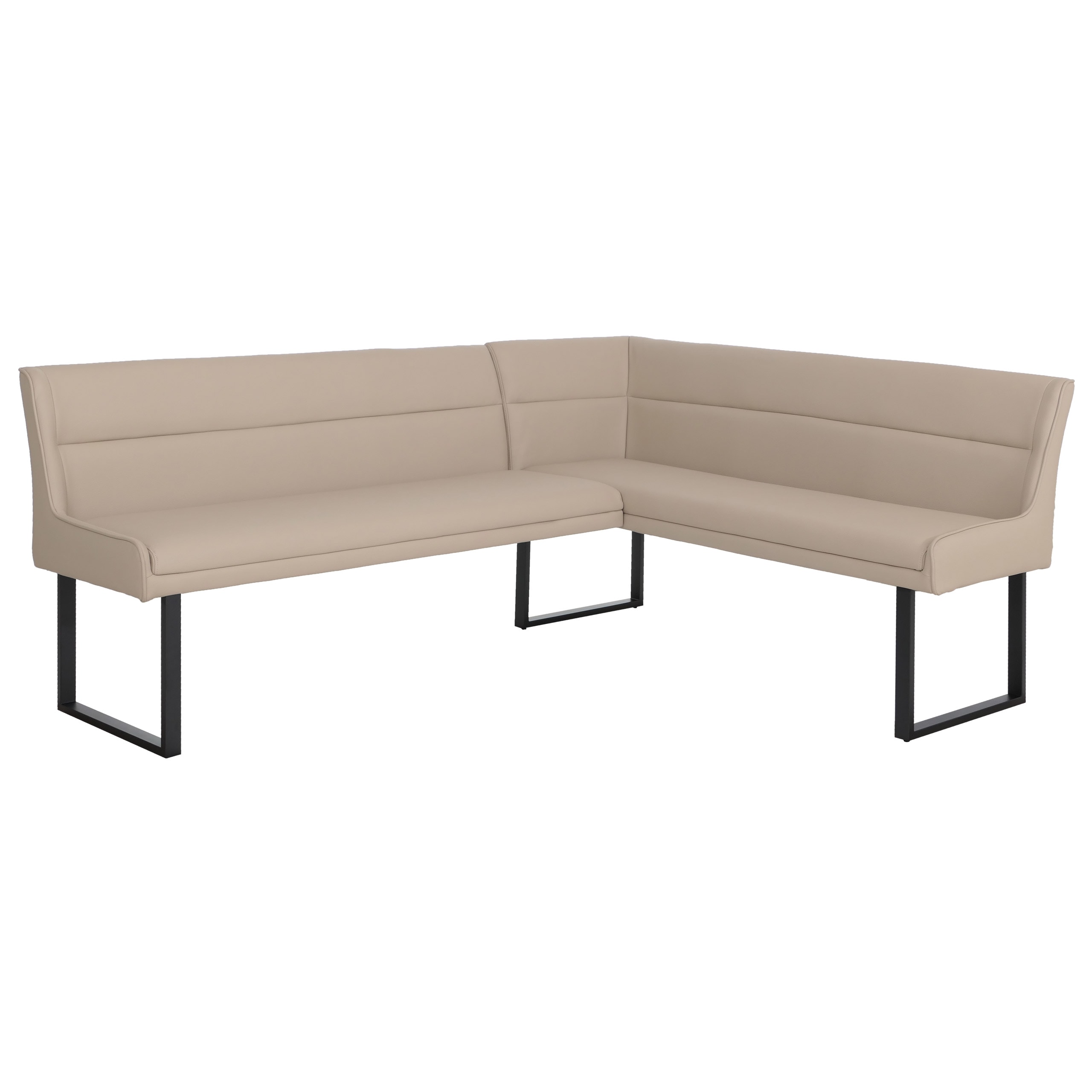 Eckbank MCW-O81, Esszimmerbank Bank, Kunstleder Metall 209x158cm ~ beige - Bild 1