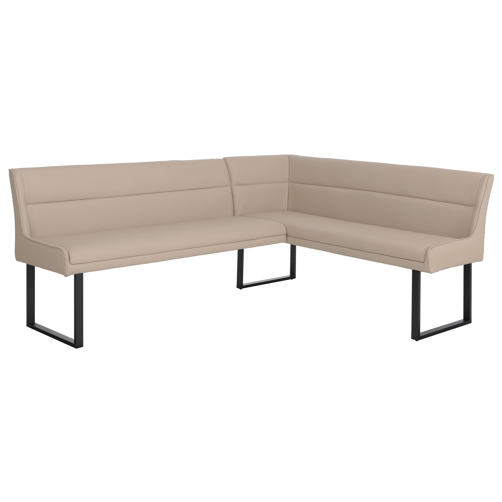 Eckbank MCW-O81, Esszimmerbank Bank, Kunstleder Metall 209x158cm ~ beige