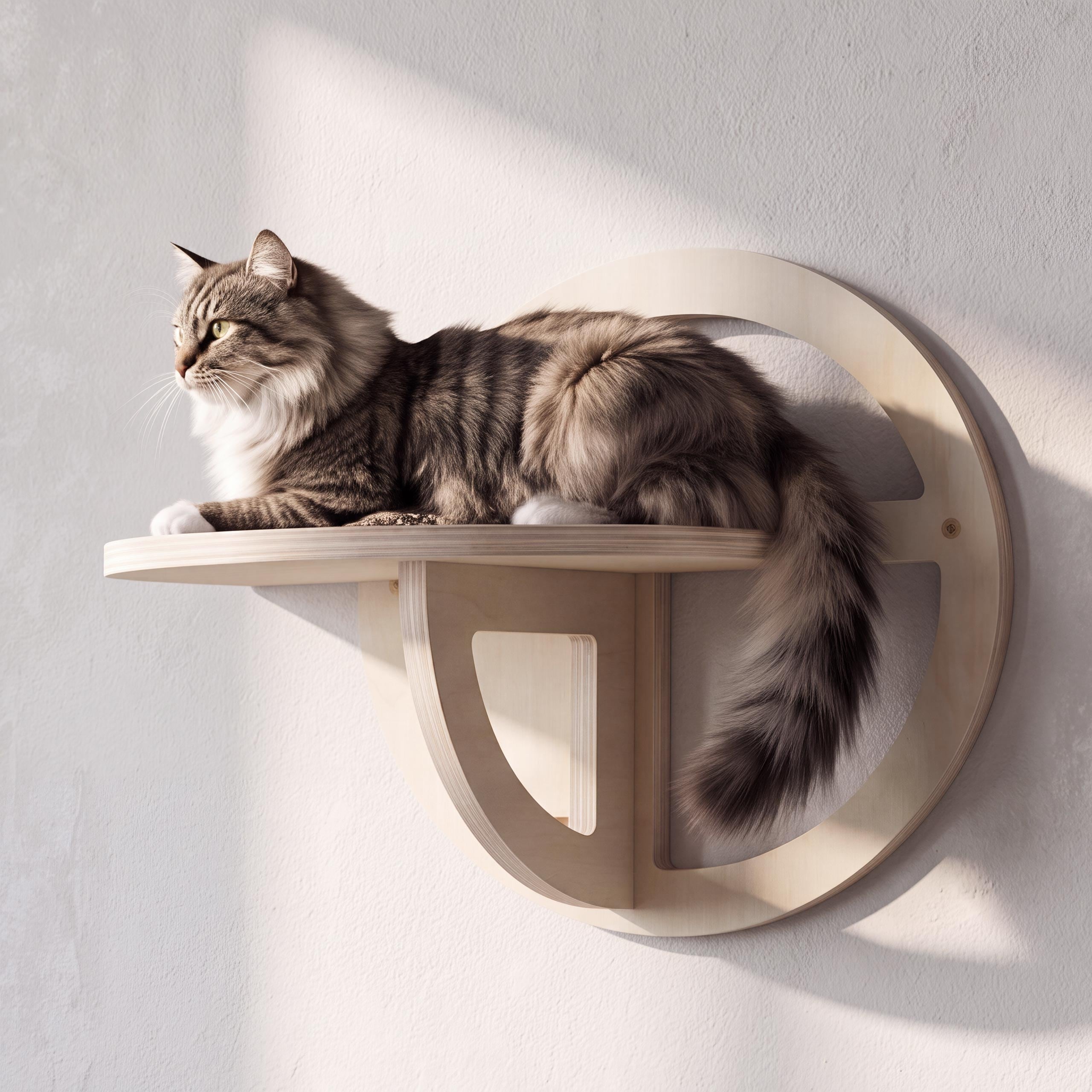 Kletterwand MCW-Q57, Katzenwandregal Katzenplattform Katzenwandm&ouml;bel Katzenstufe, Holz MVG 28x39x22cm ~ natur - Bild 1