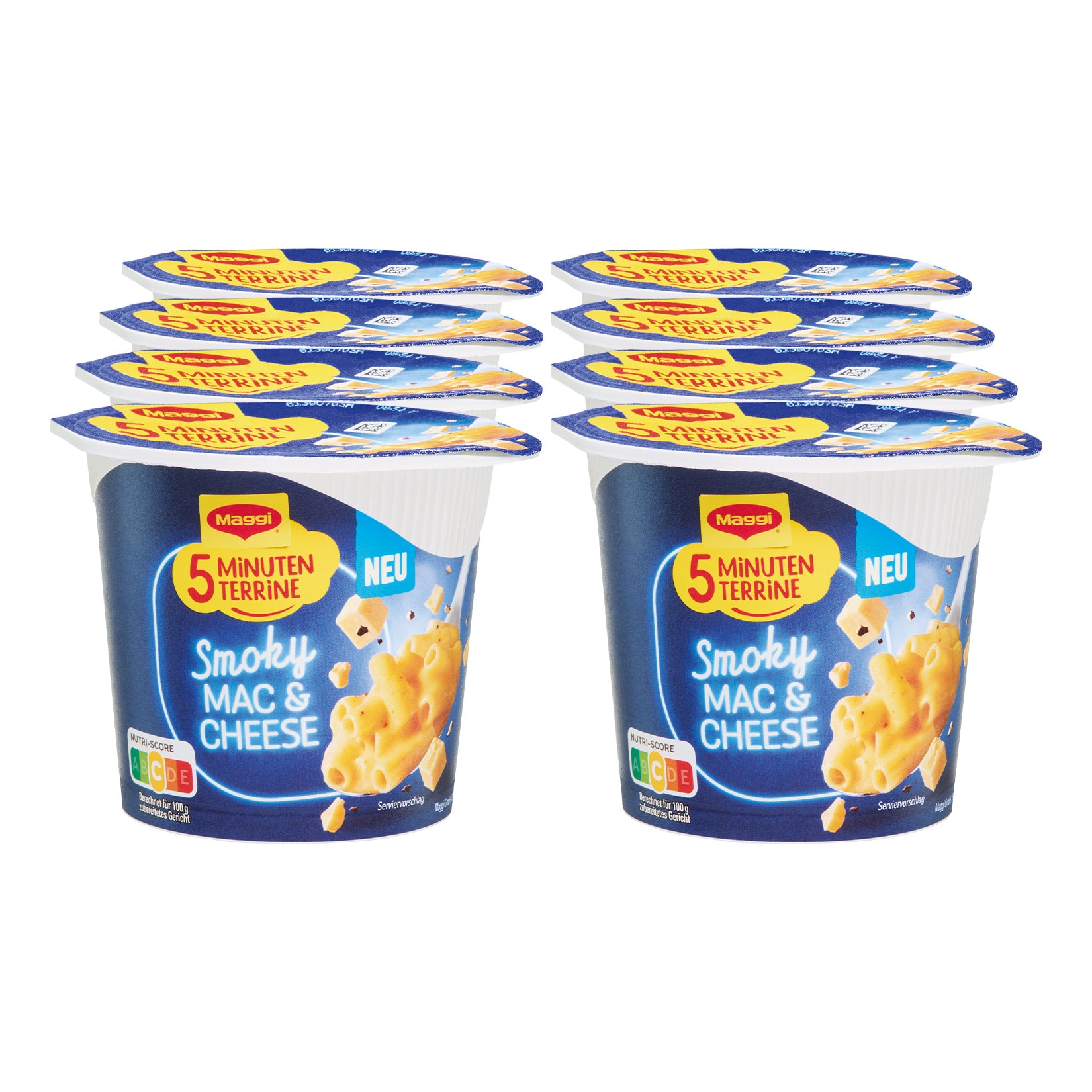 Maggi 5 Minuten Terrine Spaghetti Smokey Mac & Cheese 64 g, 8er Pack - Bild 1