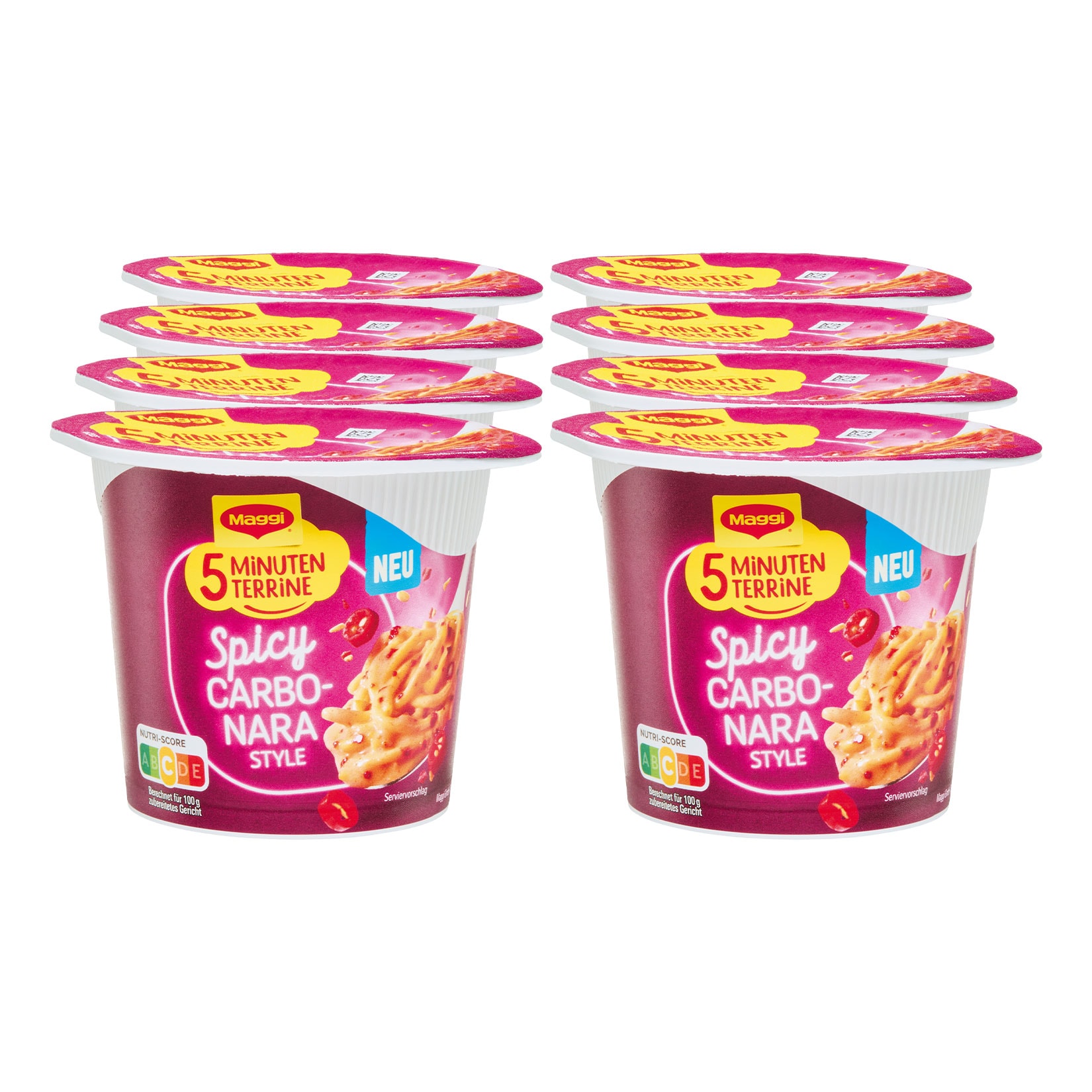 Maggi 5 Minuten Terrine Spicy Carbonara 62 g, 8er Pack - Bild 1