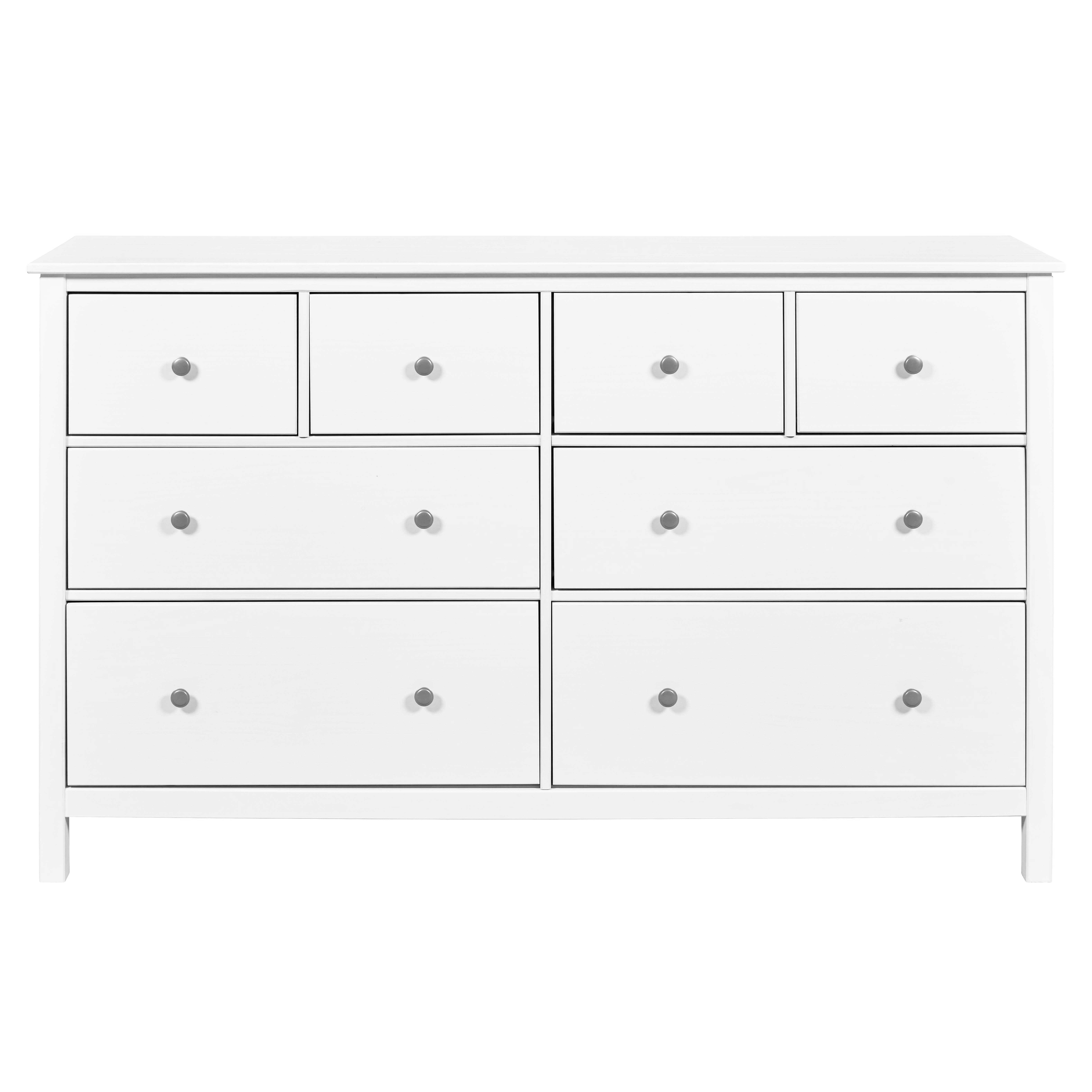 Sideboard Enoli 160 cm aus Kiefer-Massivholz, wei&szlig; lackiert, 8 Schubladen, Metallgriffe - Bild 1