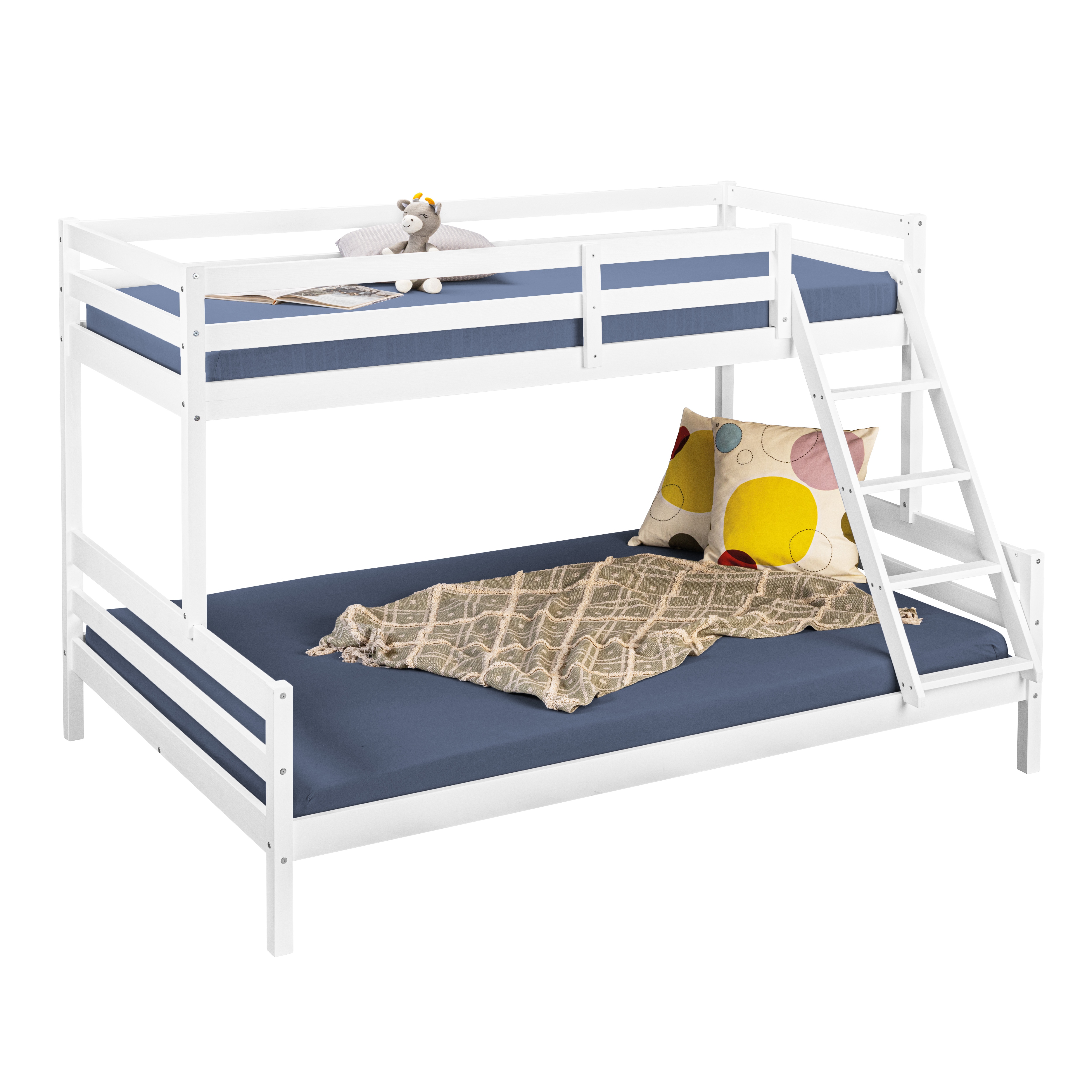 Etagenbett Sleepy Cloud 90x200/140x200 cm, Kiefer-Massivholz wei&szlig;, inkl. 2 Lattenroste - Bild 1