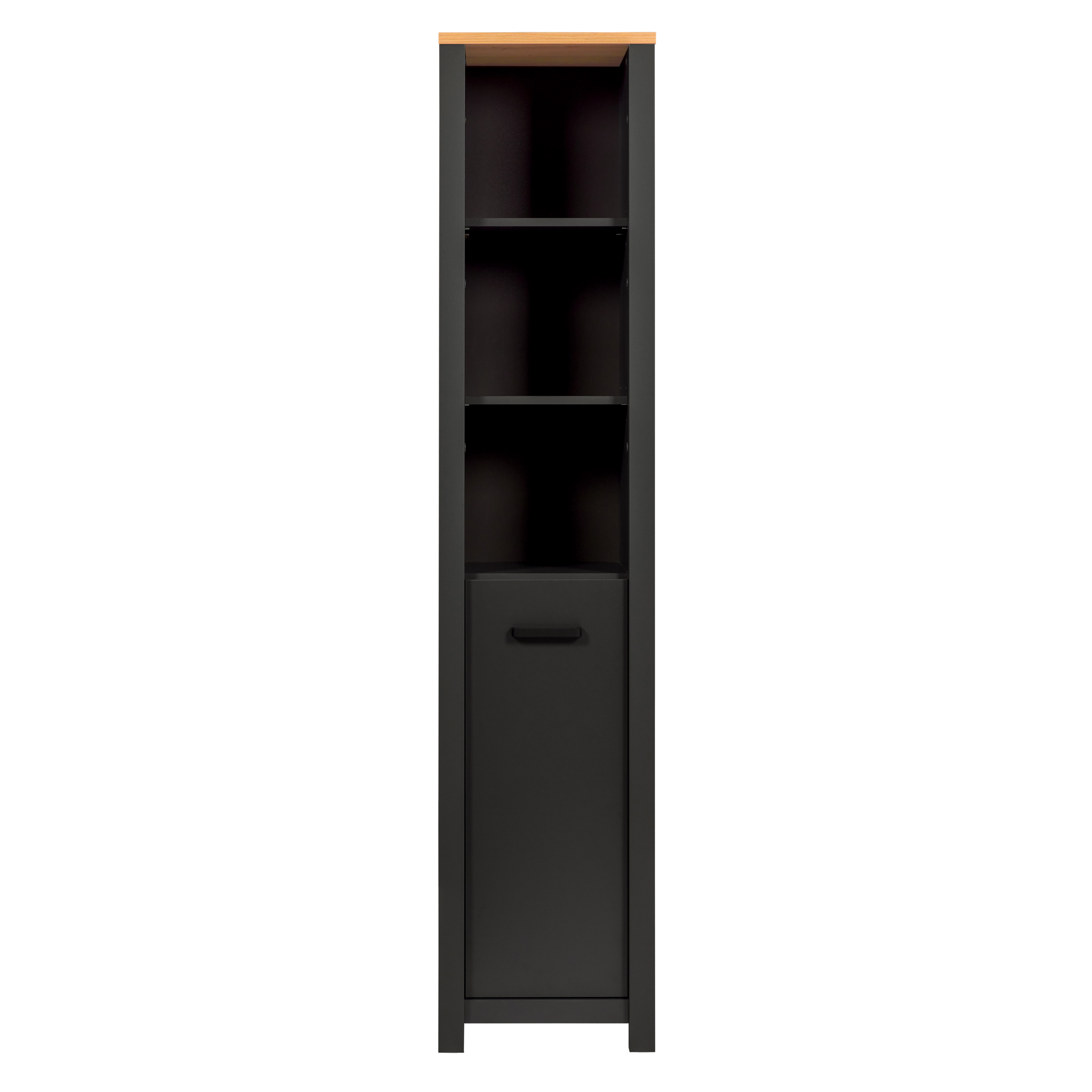 Bad-Hochschrank Carbona mit Soft-Close-T&uuml;r & 3 offenen F&auml;chern, Anthrazit/Artisan Eiche - Bild 1