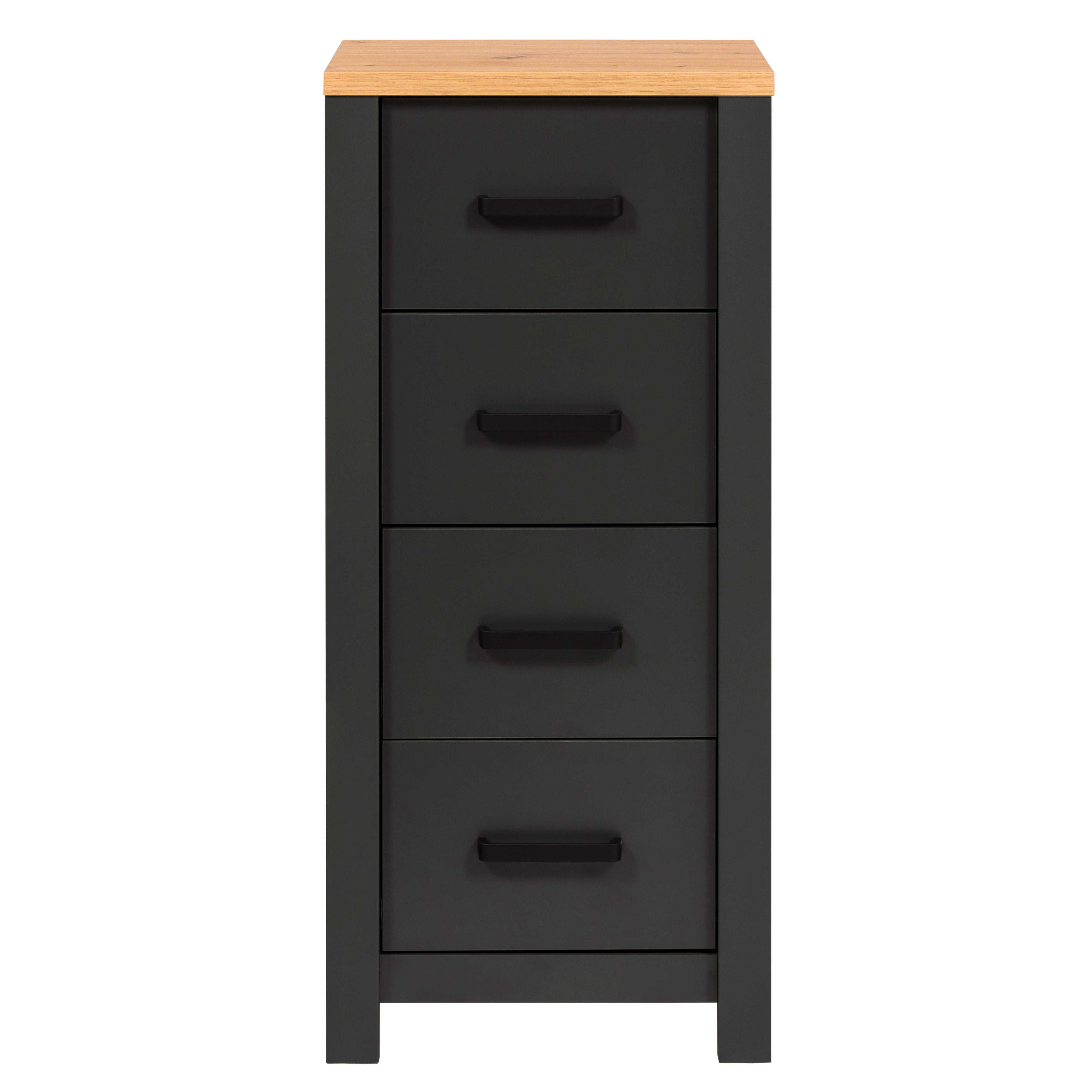 Badkommode Carbona mit 4 Soft-Close-Schubladen, Anthrazit/Artisan Eiche, schwarze Aluminiumgriffe - Bild 1