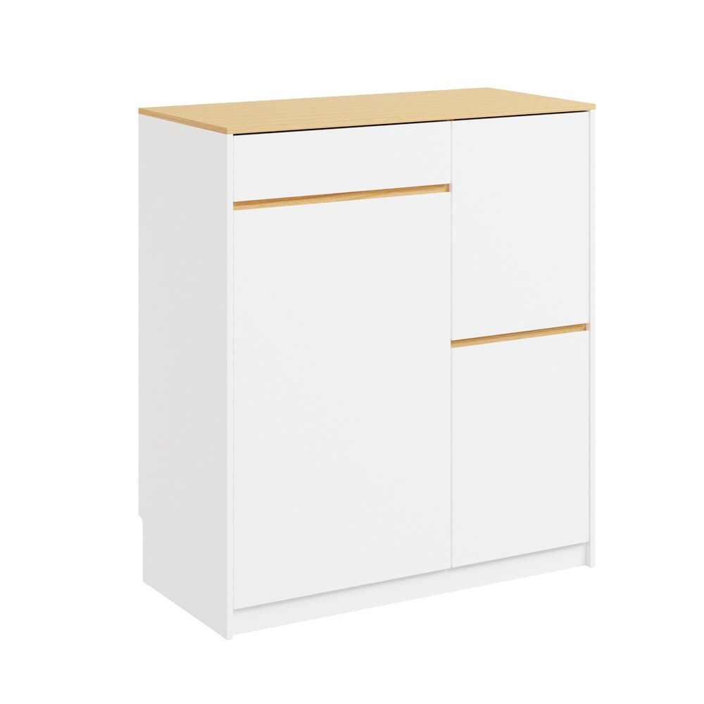 SoBuy Küchenschrank mit 3 Schubladen, Sideboard für Küche, Küchenbuffet Weiß 80x38x90cm Nordisch