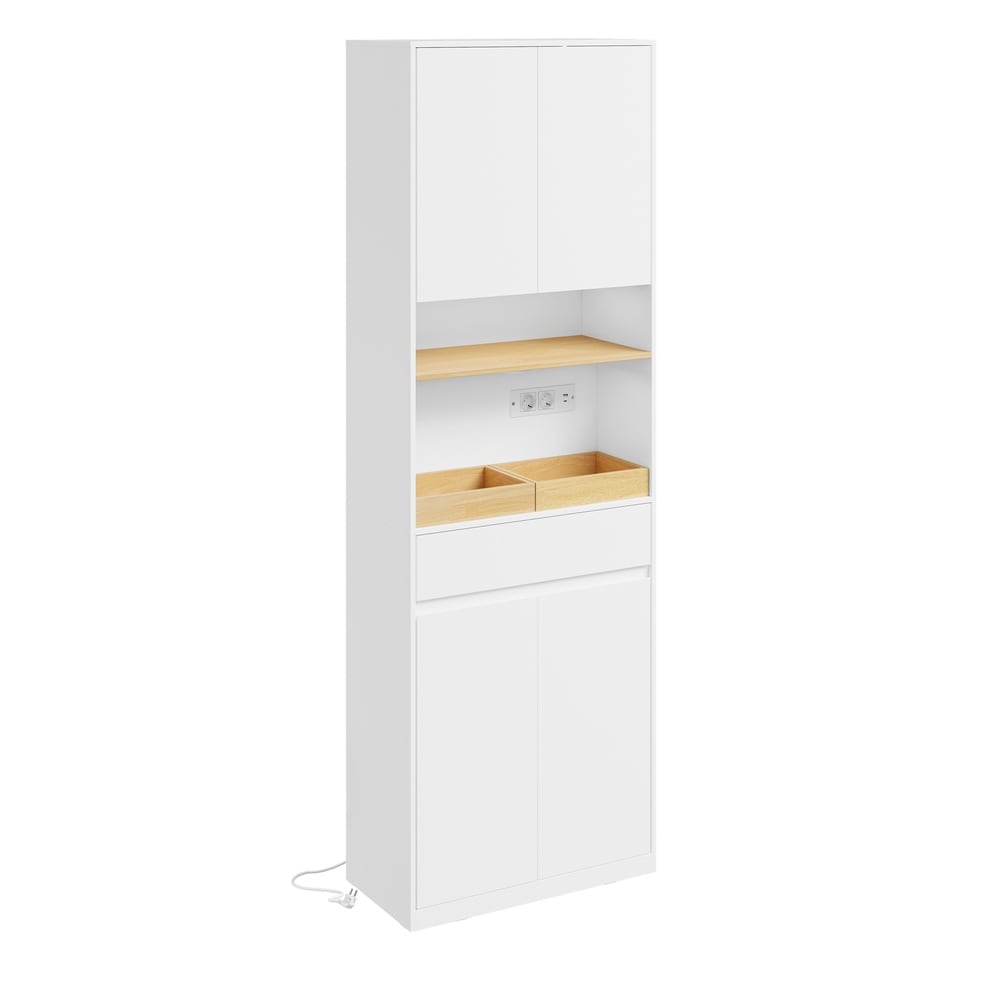 SoBuy Bad-Hochschrank f&uuml;r Badezimmer, 1 Schublade Wei&szlig; - Bild 1